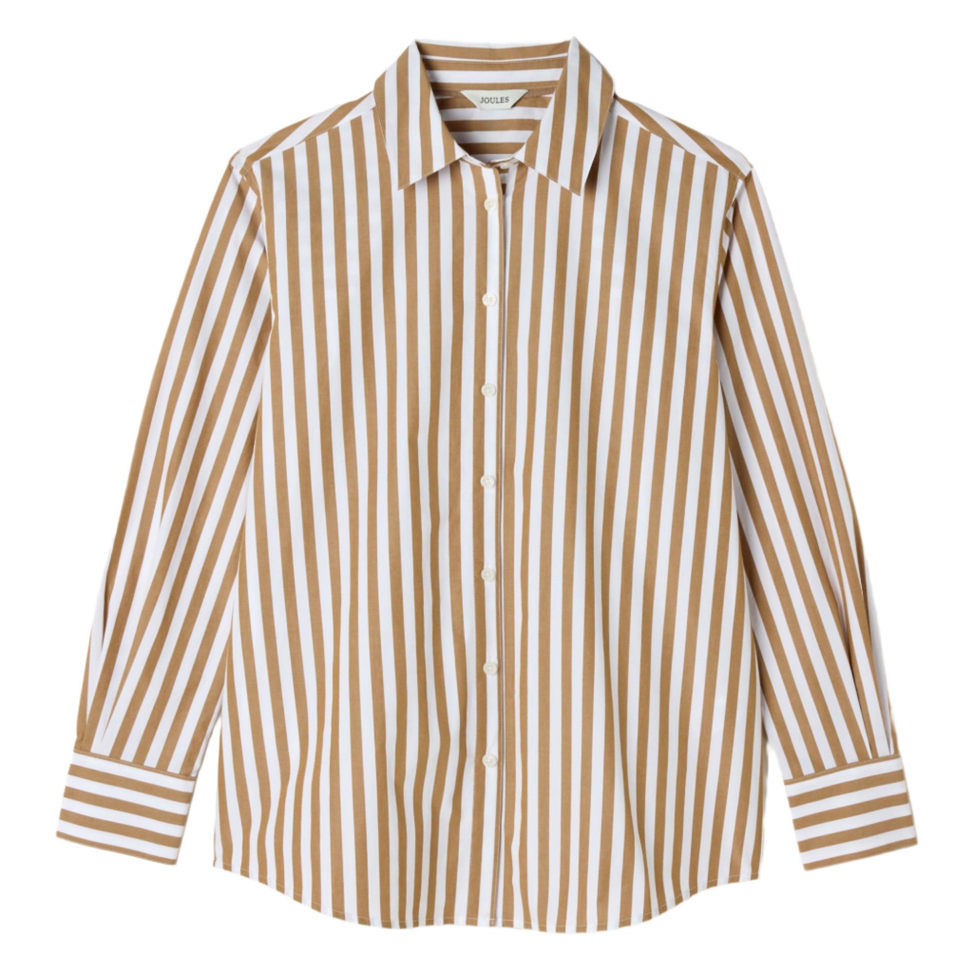 Product image 1 of 9 of Joules Women's Amilla Longline Relaxed Fit Shirt - Tan/White