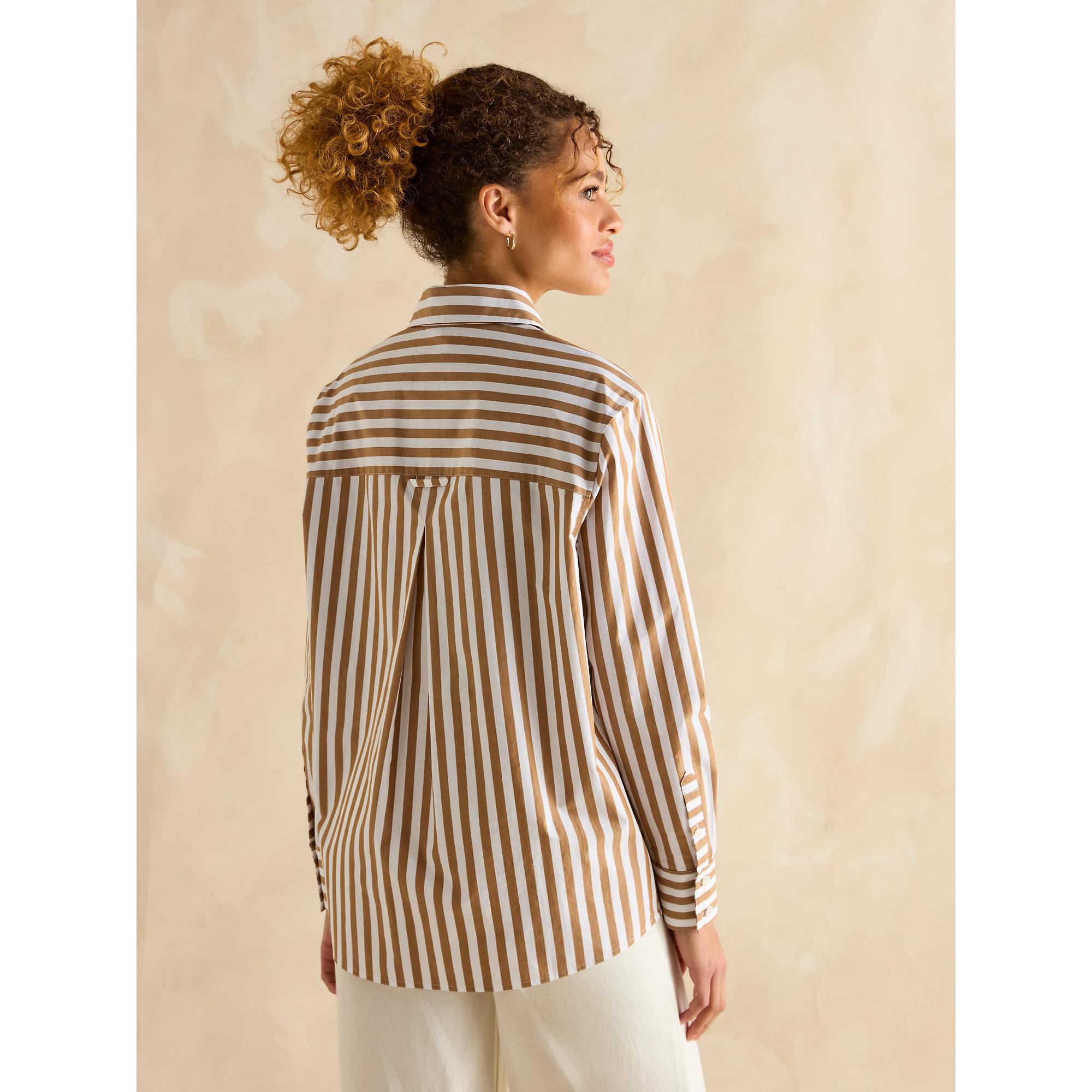Product image 3 of 9 of Joules Women's Amilla Longline Relaxed Fit Shirt - Tan/White