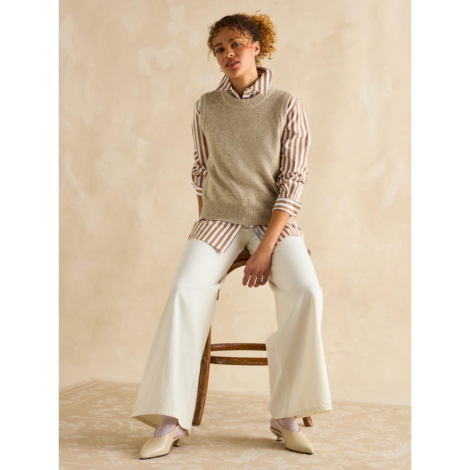 Product image 5 of 9 of Joules Women's Amilla Longline Relaxed Fit Shirt - Tan/White