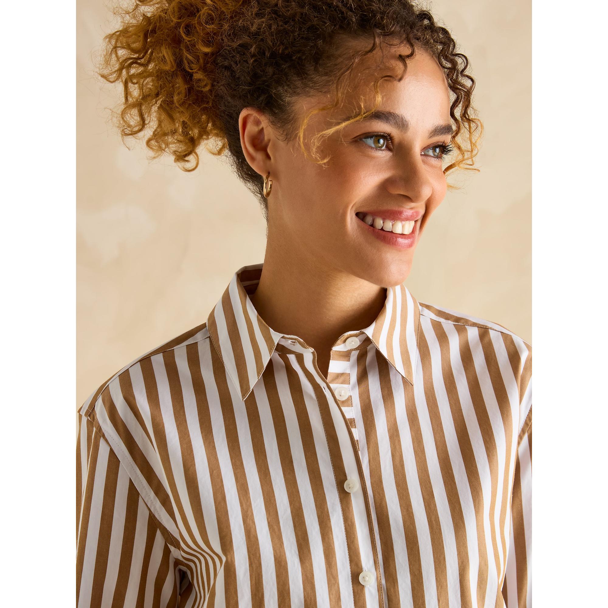 Product image 6 of 9 of Joules Women's Amilla Longline Relaxed Fit Shirt - Tan/White