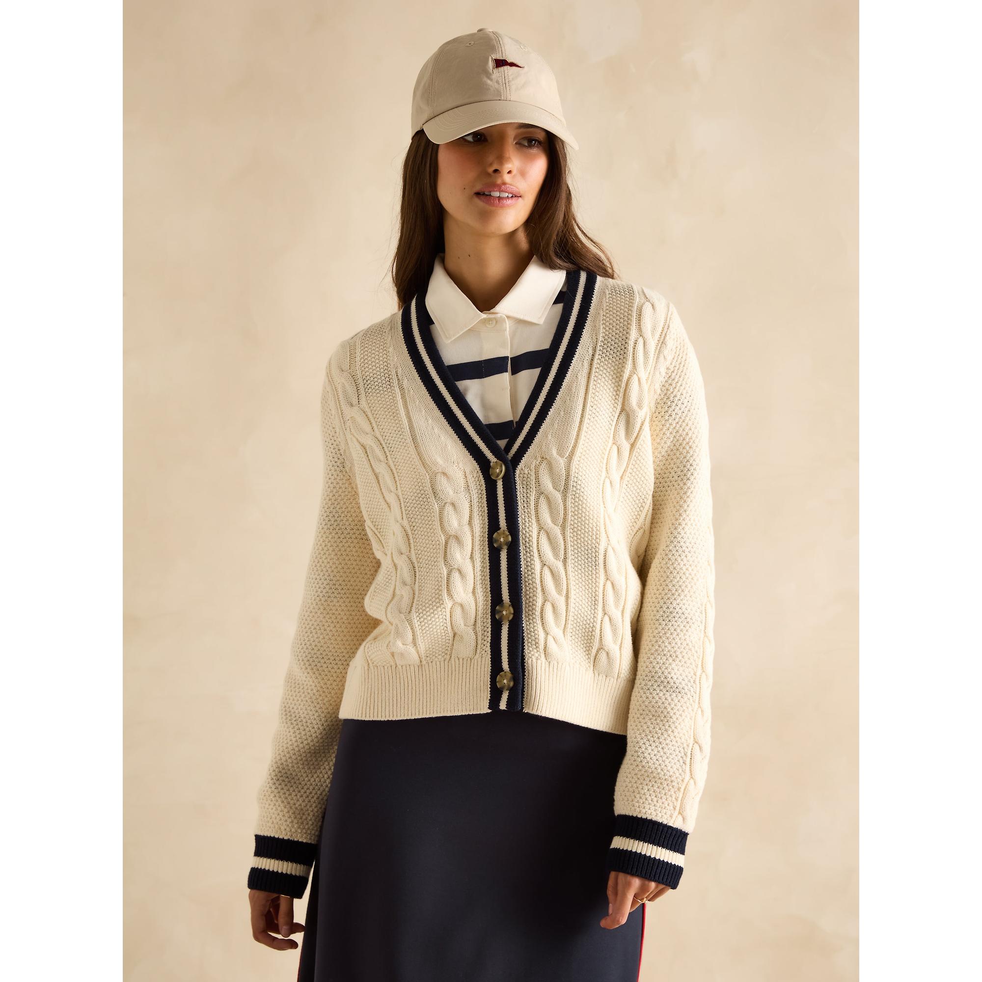 Product image 3 of 8 of Joules Women's Centre Court Cable Knit Cardigan - Cream