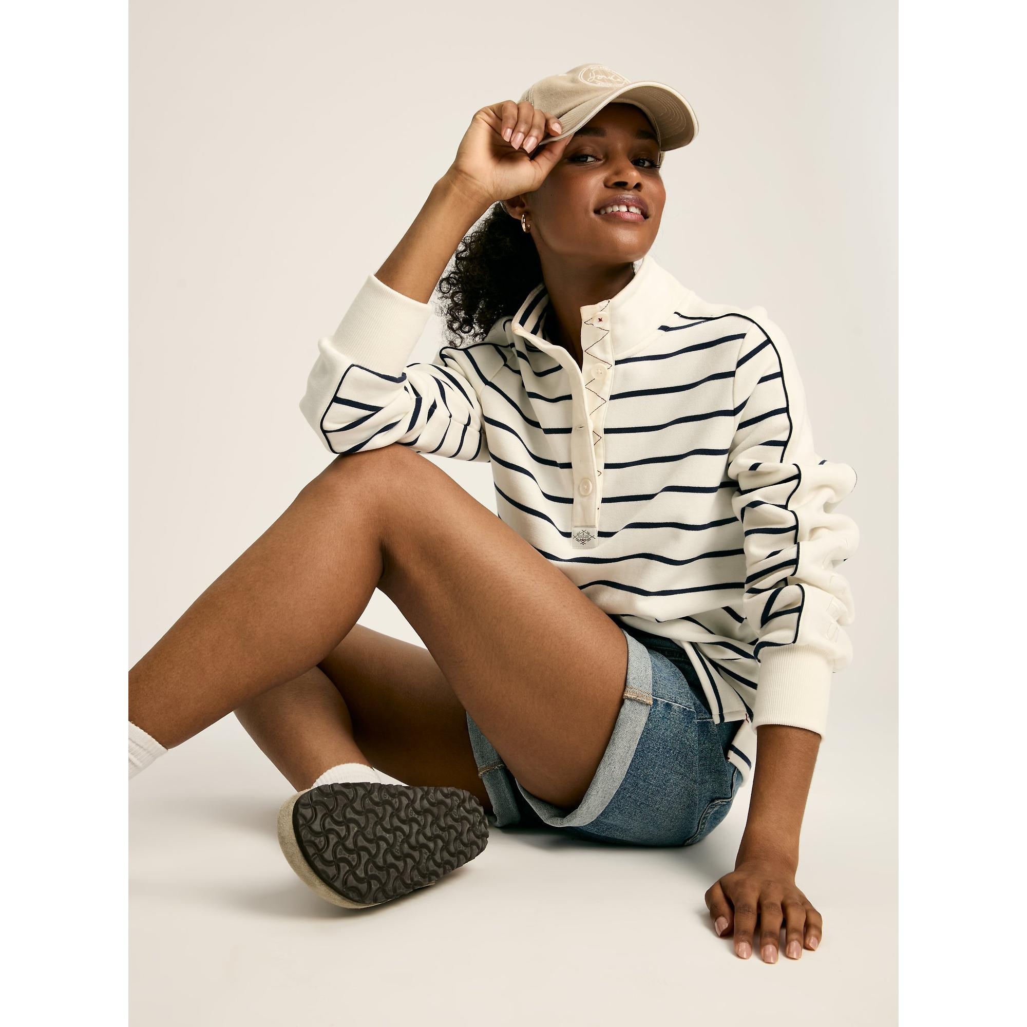 Product image 5 of 8 of Joules Women's Southwold Button Down Striped Sweatshirt - Navy