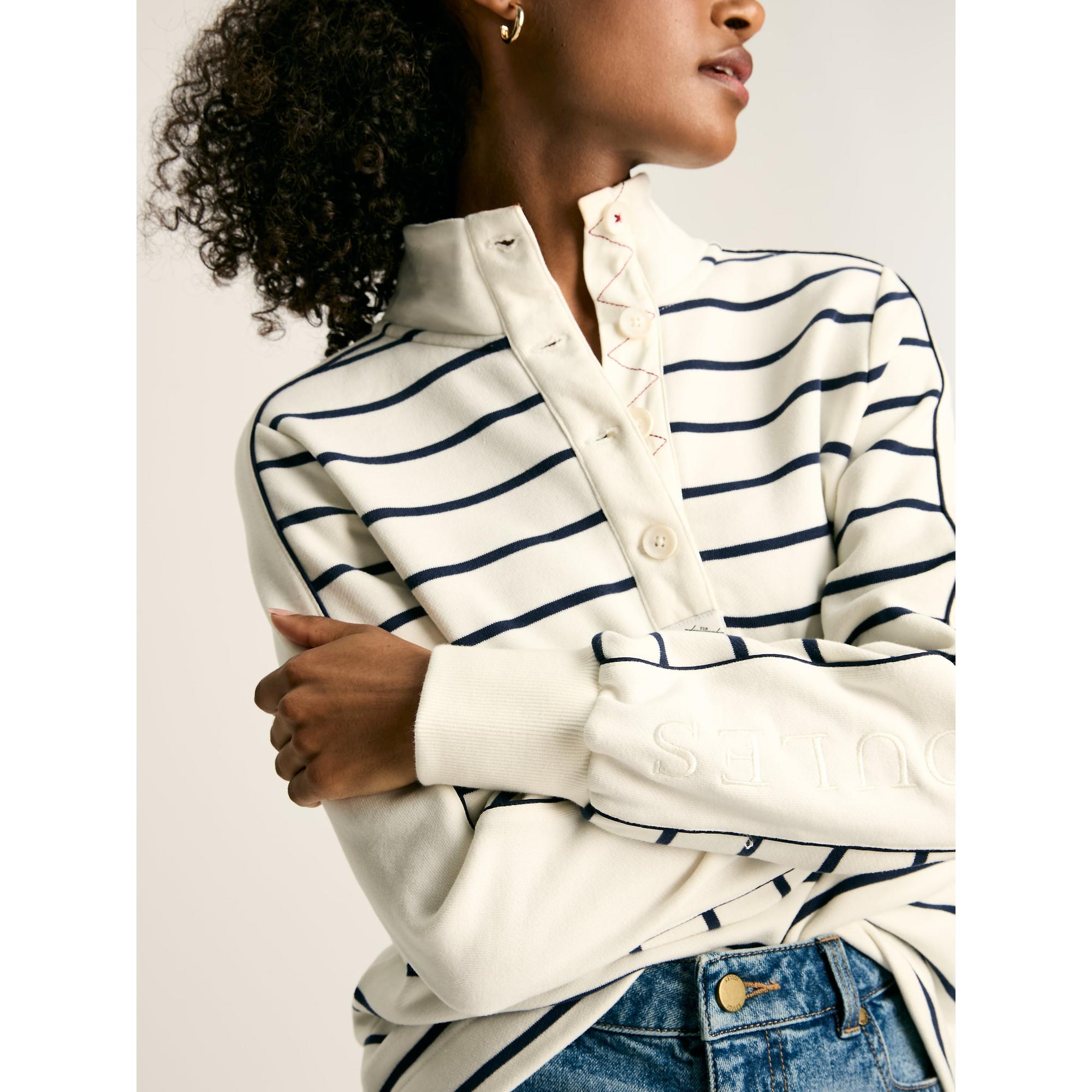 Product image 7 of 8 of Joules Women's Southwold Button Down Striped Sweatshirt - Navy