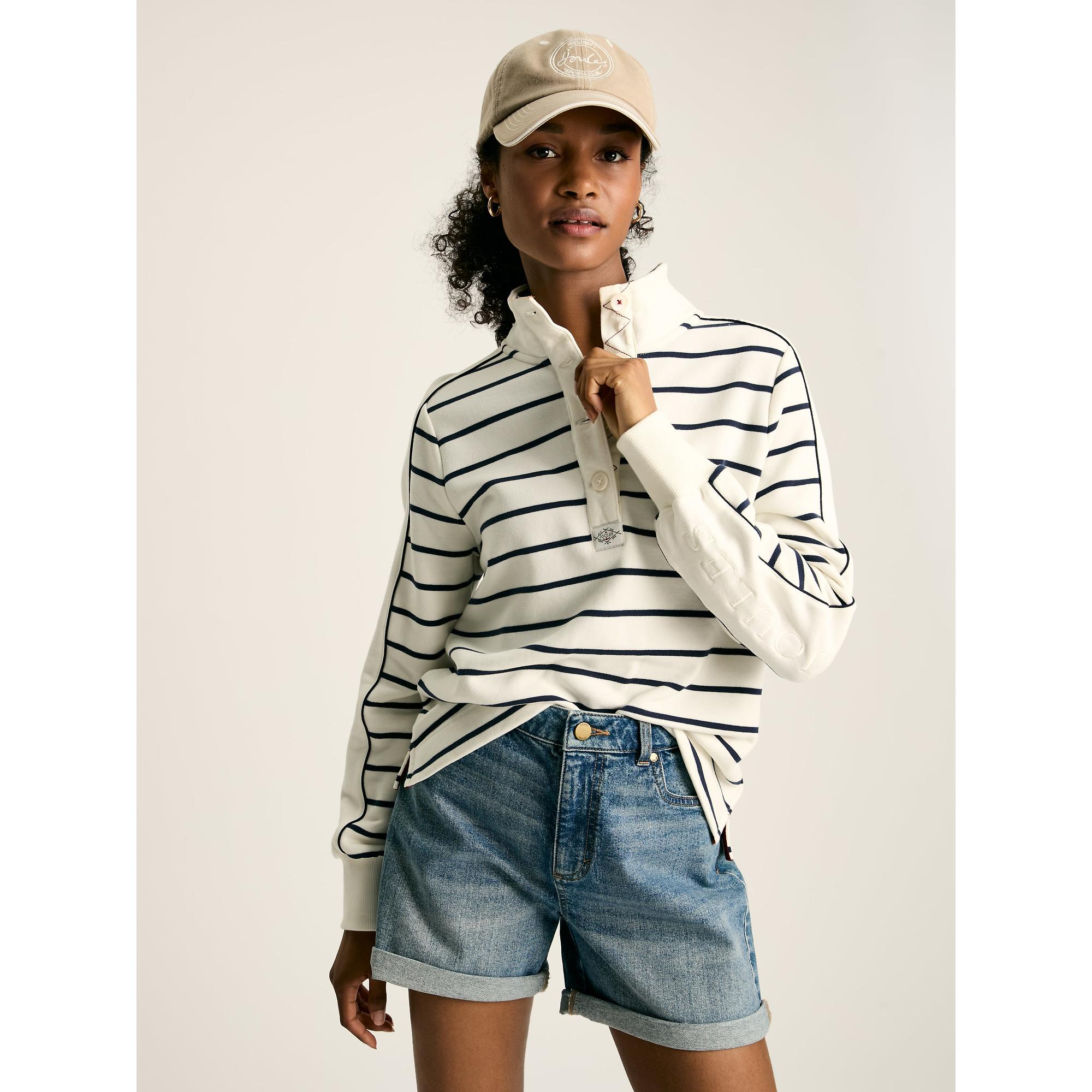 Product image 3 of 8 of Joules Women's Southwold Button Down Striped Sweatshirt - Navy