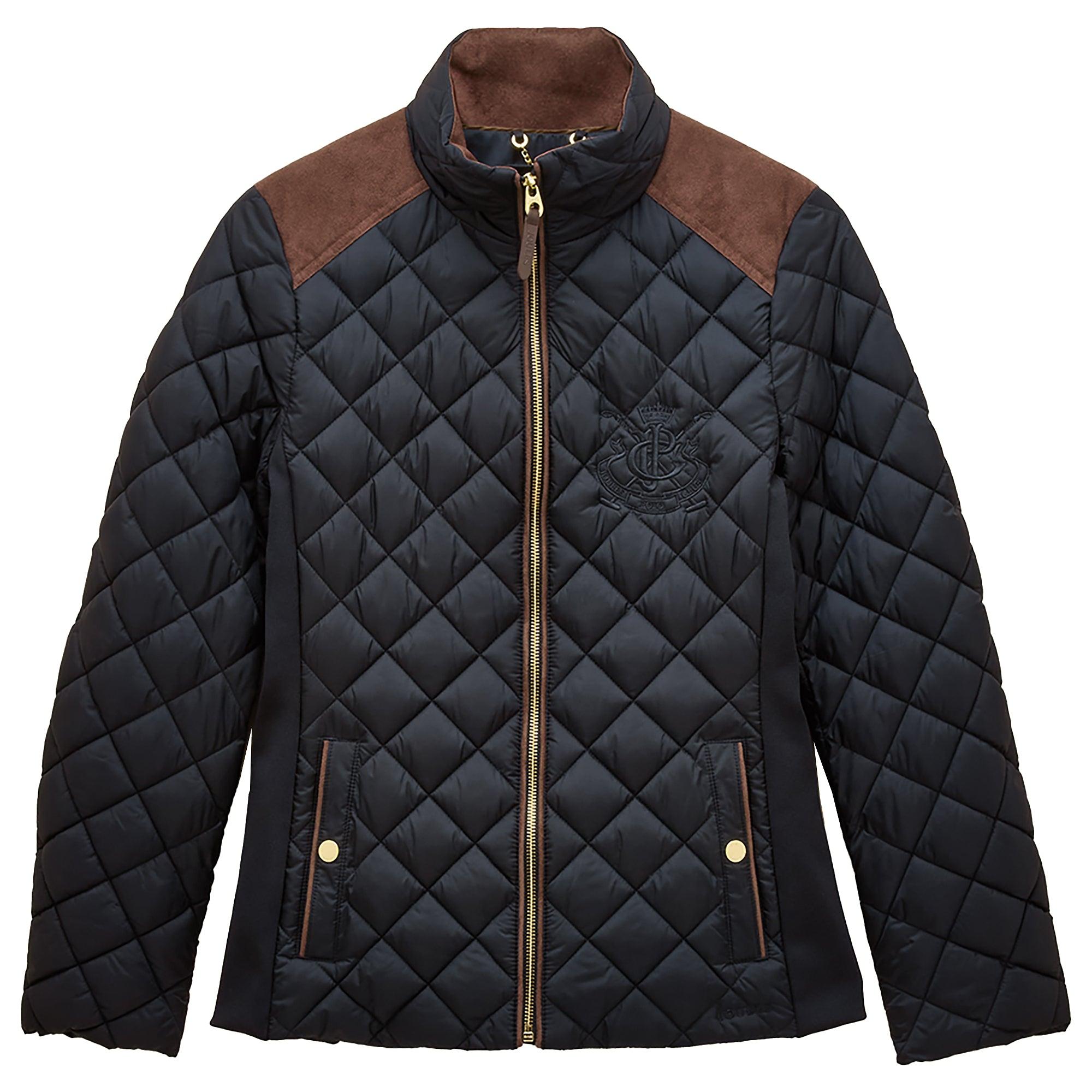 Product image 1 of 12 of Joules Women's Braemar Luxe Showerproof Diamond Quilted Coat - Navy Blue