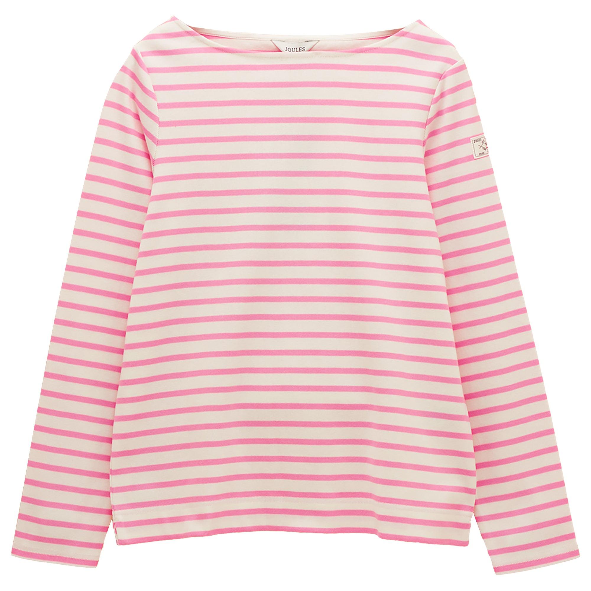 Product image 1 of 8 of Joules Women's Harbour Boat Neck 100% Cotton Long Sleeve Breton Top - Cream/Pink