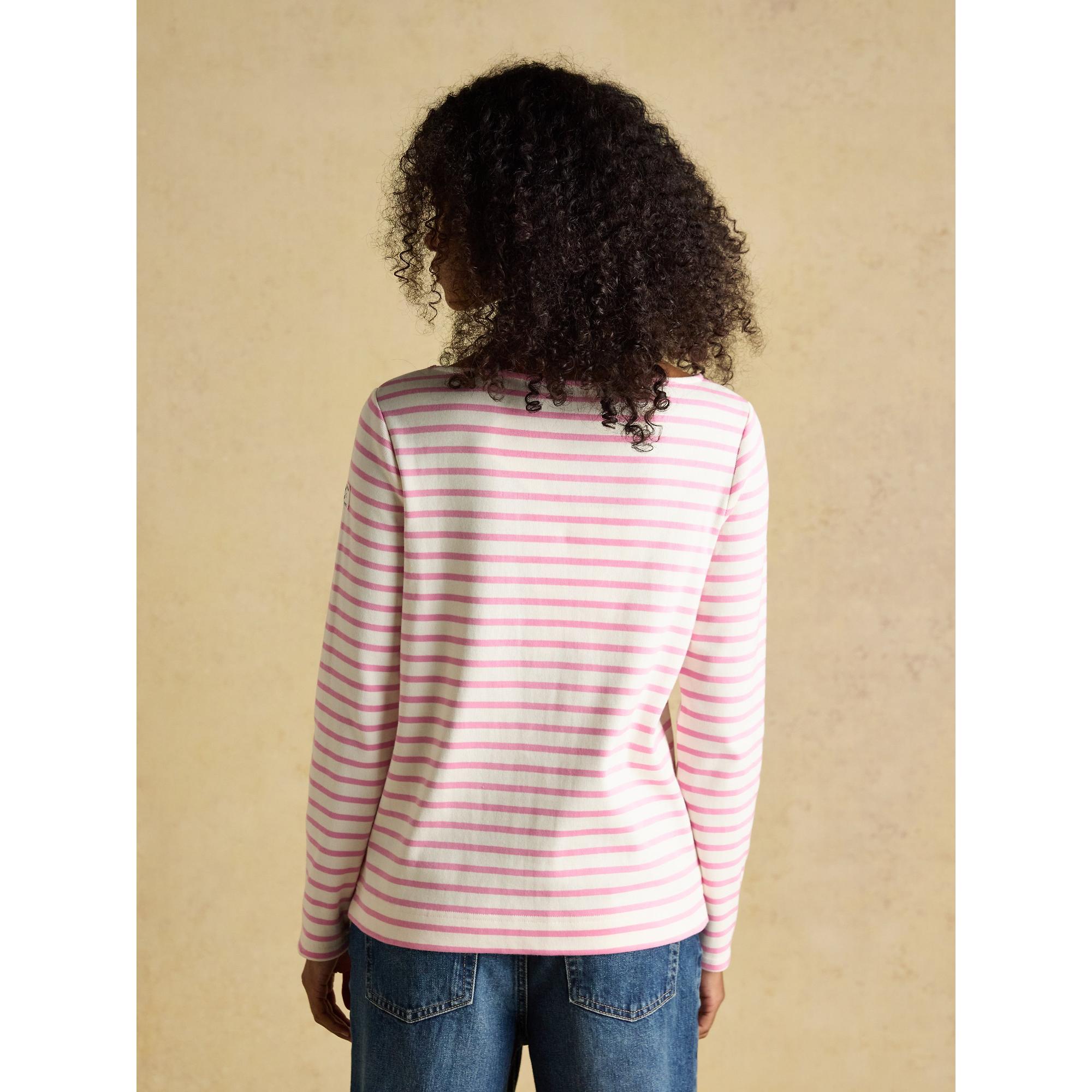 Product image 3 of 8 of Joules Women's Harbour Boat Neck 100% Cotton Long Sleeve Breton Top - Cream/Pink