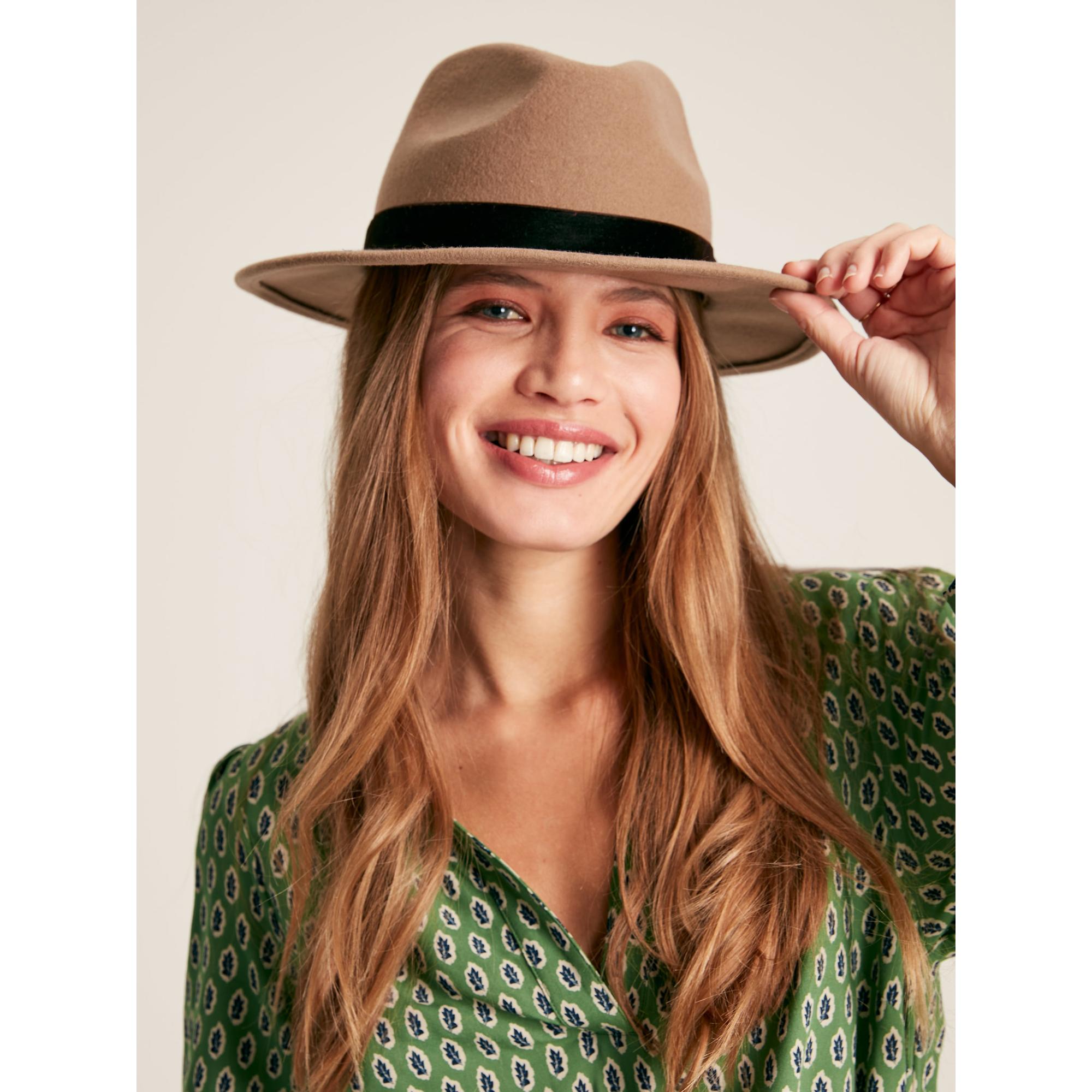 Product image 3 of 6 of Joules Women's Maude Wool Fedora Hat - Tan