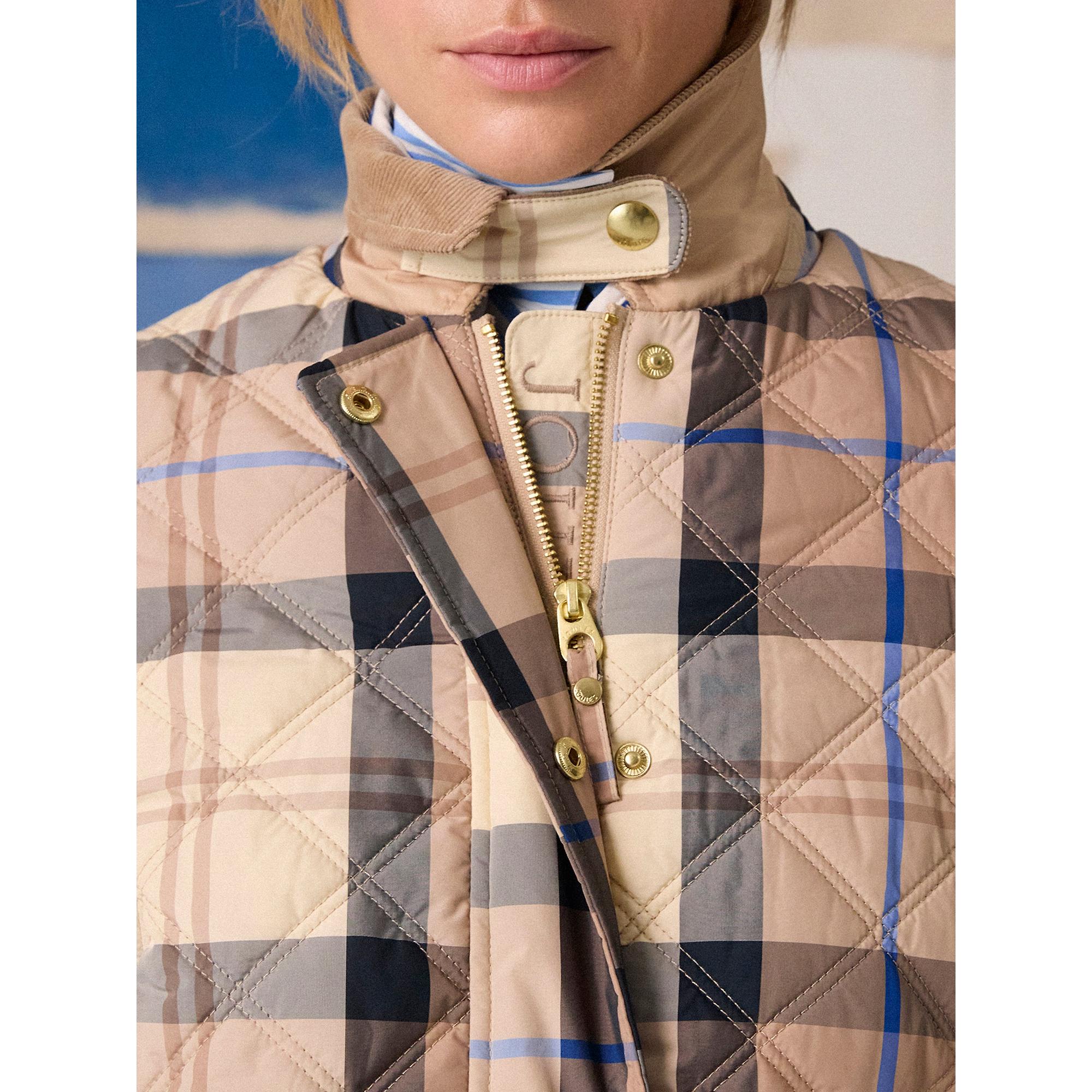 Product image 2 of 3 of Joules Women's Harrogate Showerproof Diamond Quilted Barn Jacket - Beige Check