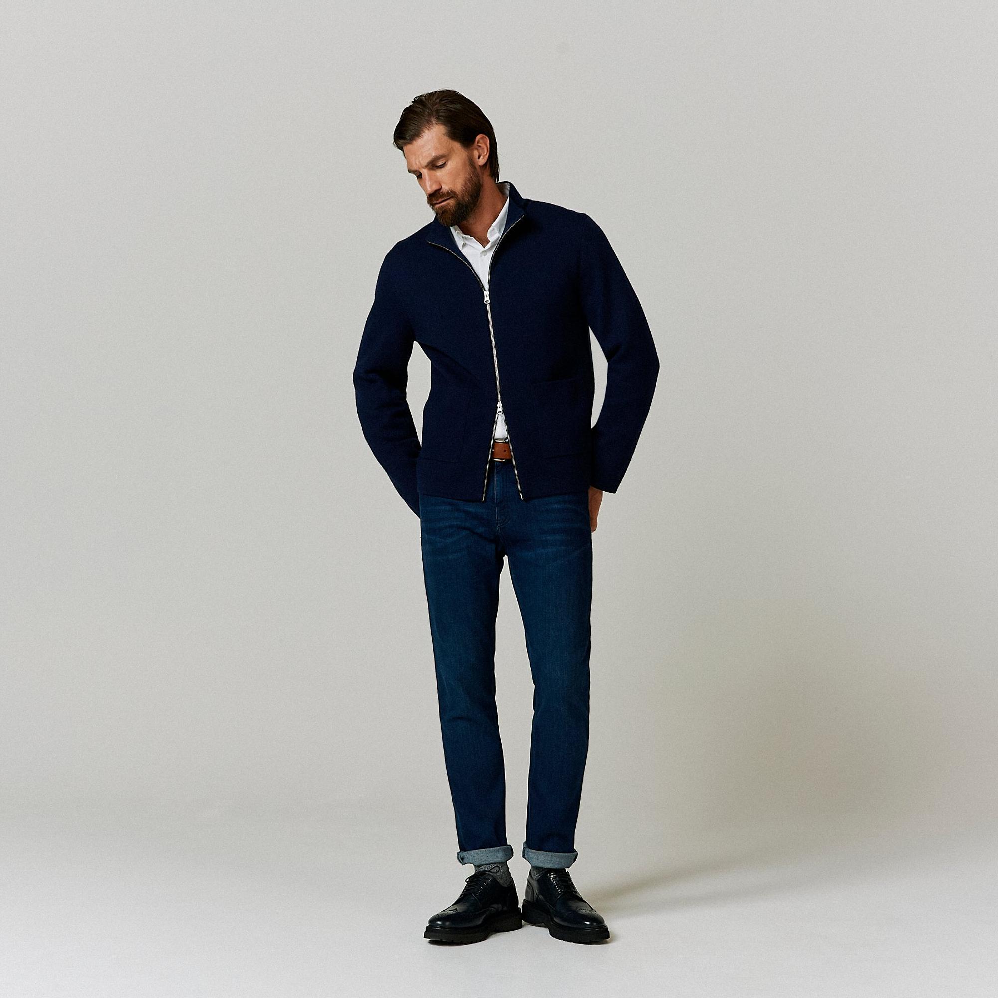 Product image 7 of 10 of Oliver Sweeney Men's Garstang Knitted Merino Wool Blend Jacket - Navy