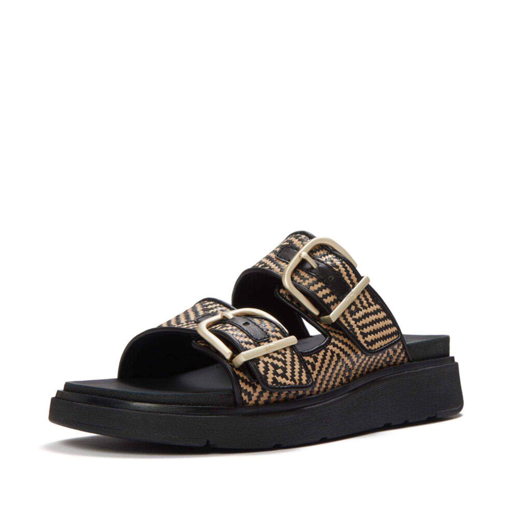 Product image 4 of 7 of FitFlop Women's GEN-FF Buckle Graphic Weave Two-Bar Slides - Black