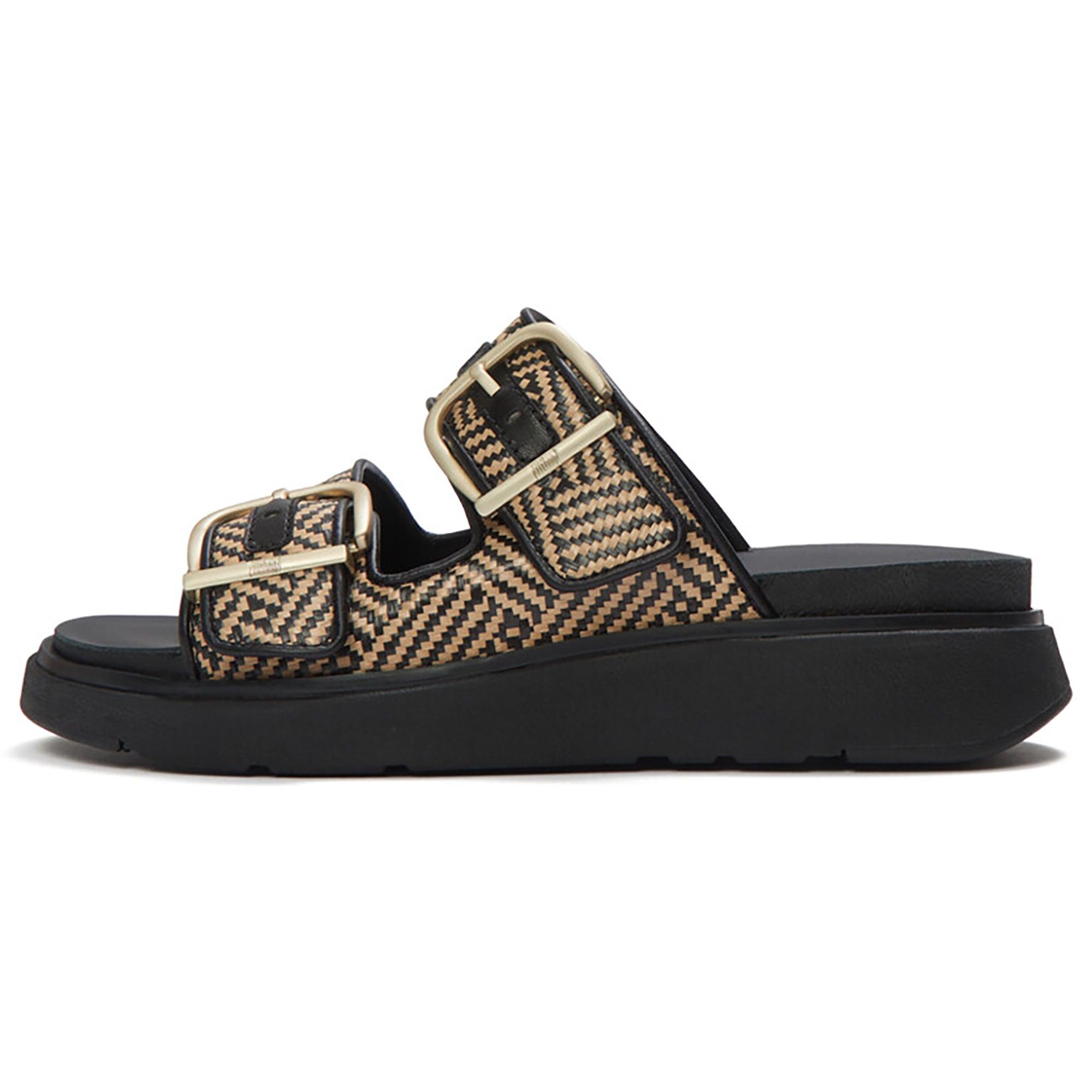 Product image 7 of 7 of FitFlop Women's GEN-FF Buckle Graphic Weave Two-Bar Slides - Black