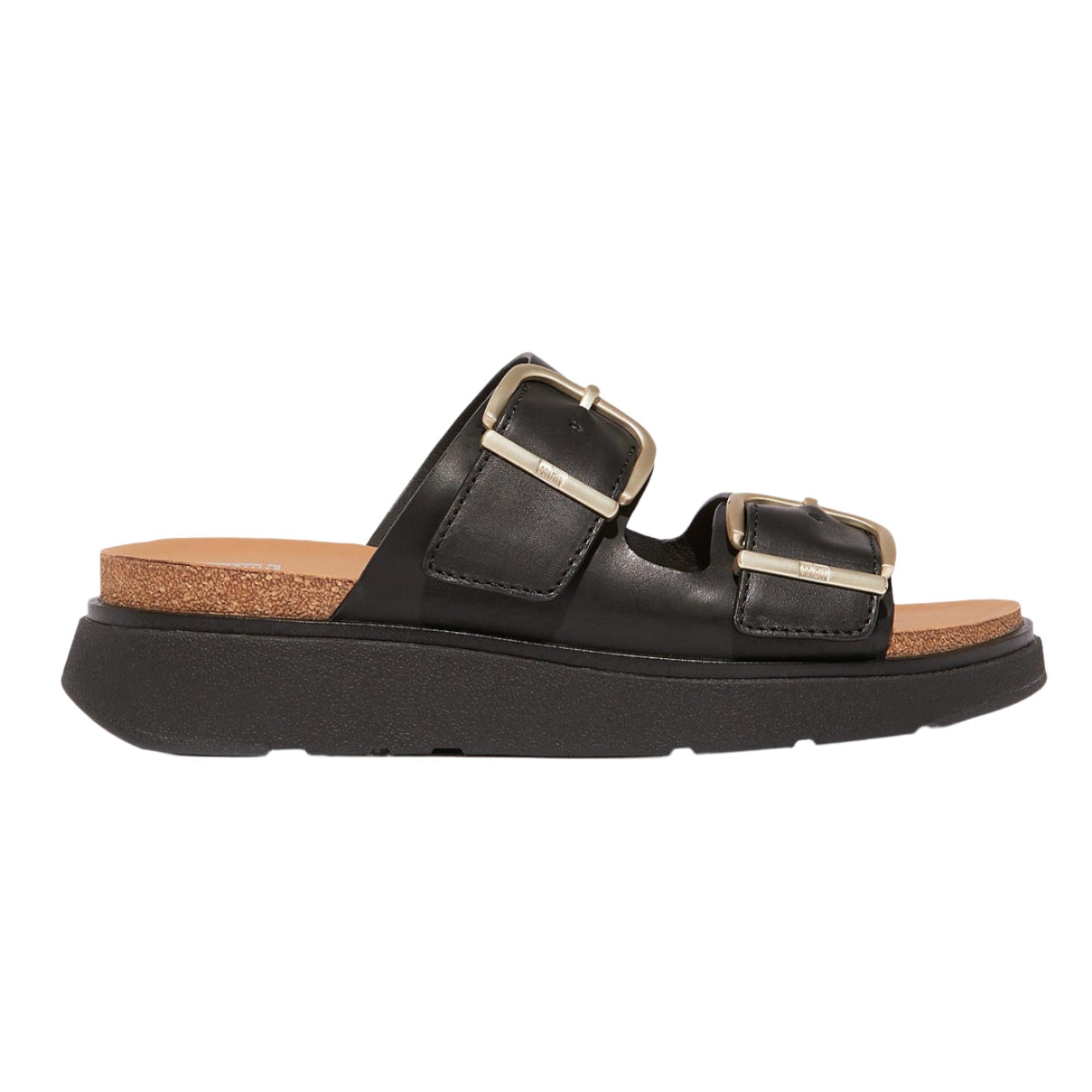 Product image 1 of 6 of FitFlop Women's GEN-FF Buckle Two-Bar Leather Slides - Black