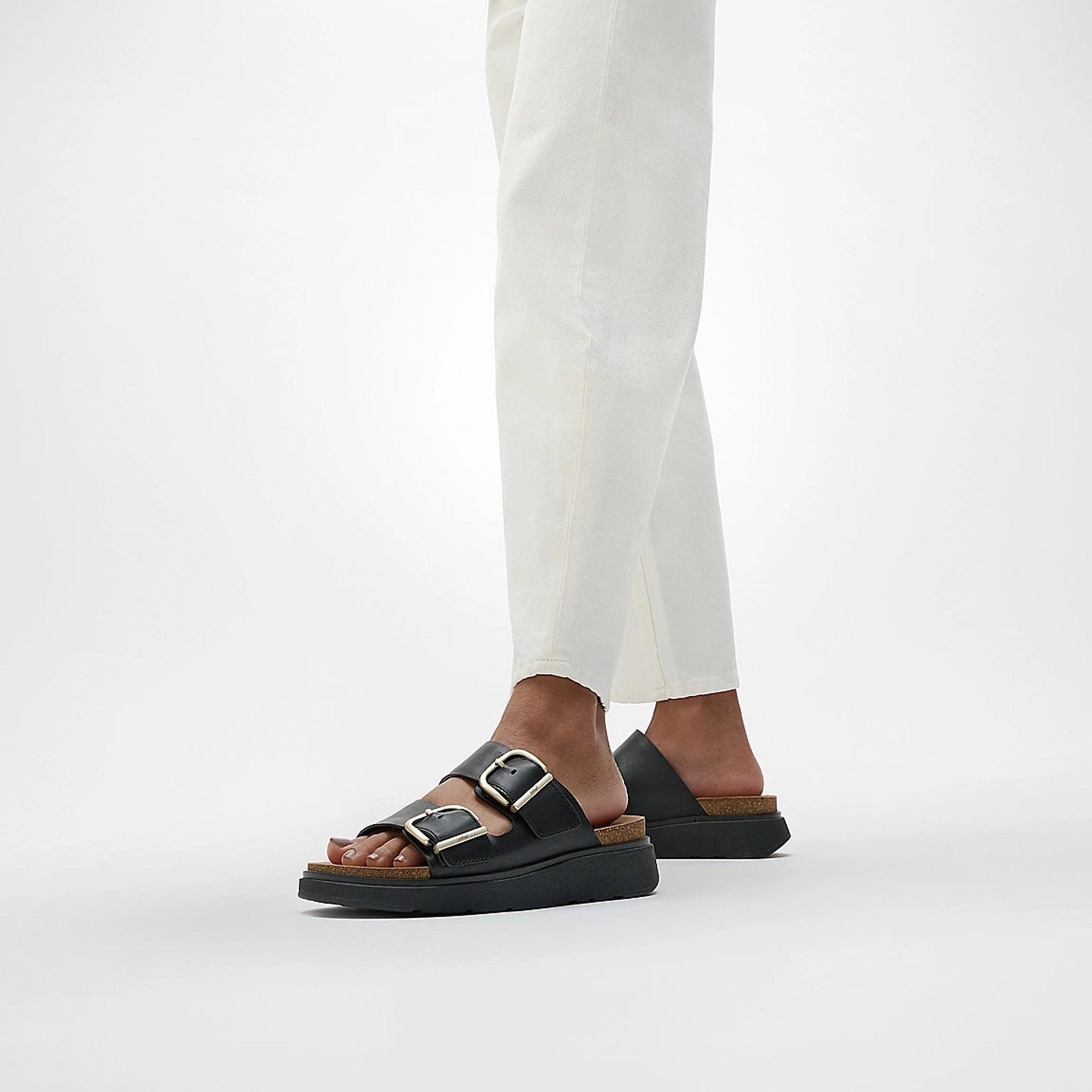 Product image 2 of 6 of FitFlop Women's GEN-FF Buckle Two-Bar Leather Slides - Black