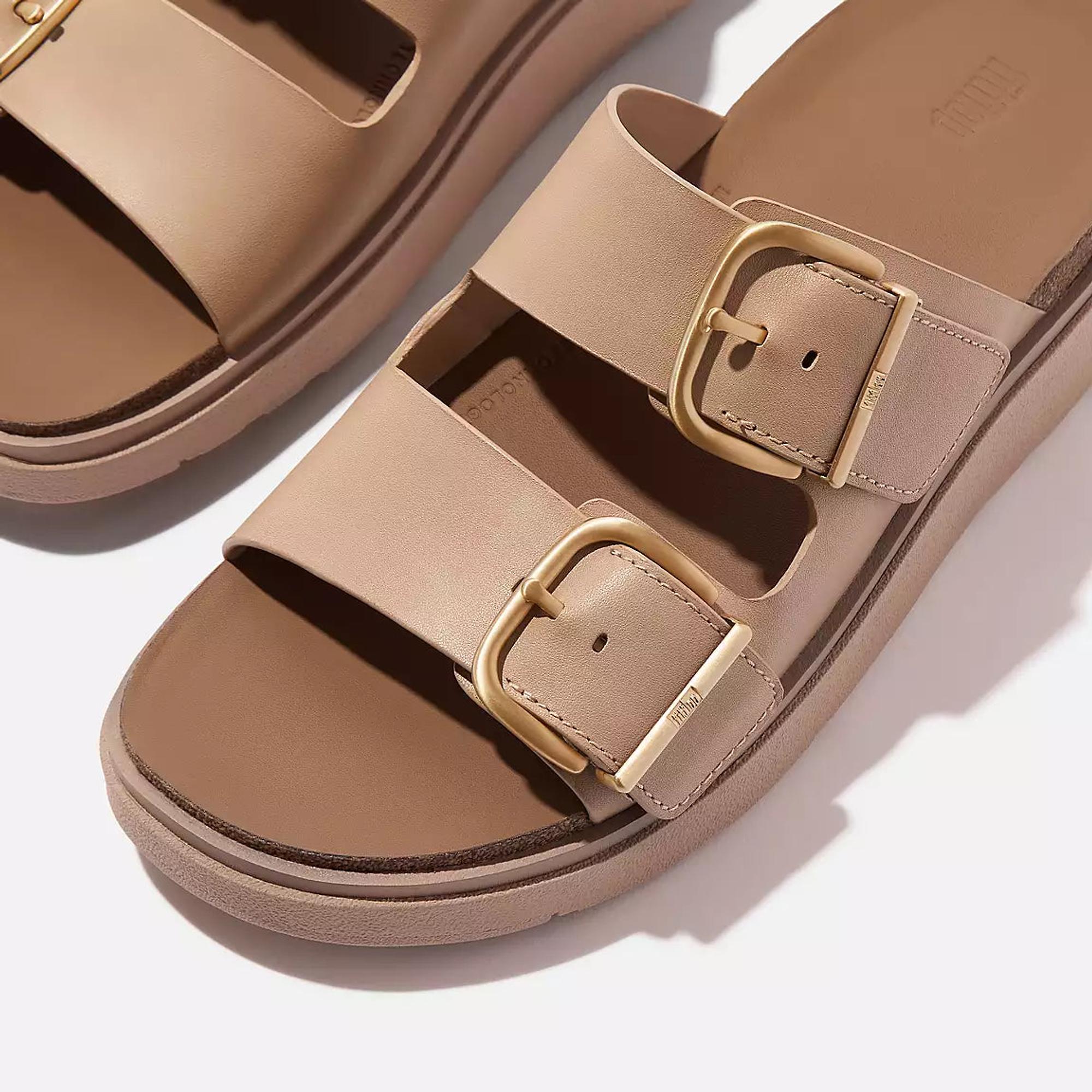 Product image 3 of 6 of FitFlop Women's GEN-FF Buckle Two-Bar Leather Slides - Classic Beige