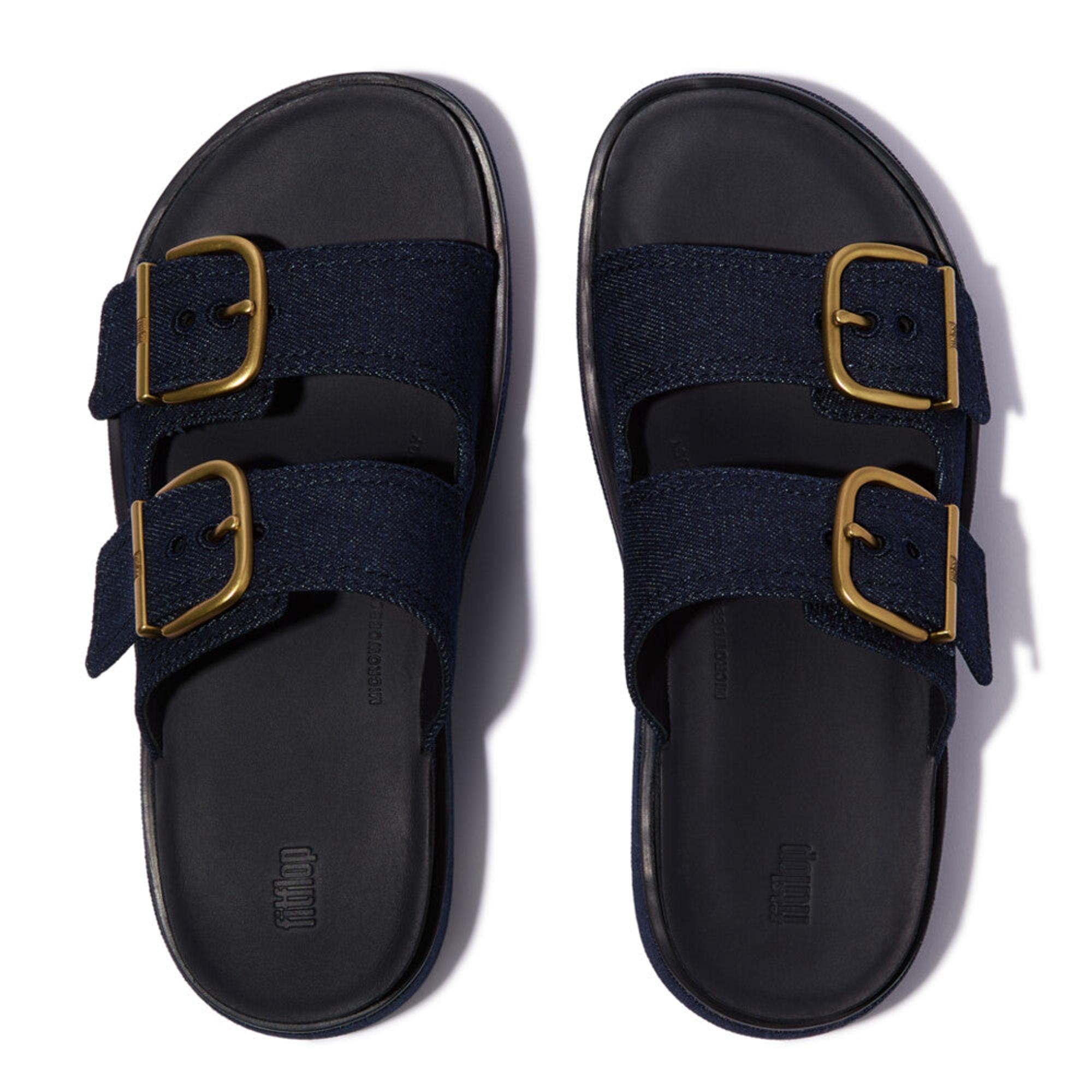 Product image 3 of 8 of FitFlop Women's GEN-FF Max Buckle Two-Bar Denim Slides - Dark Denim