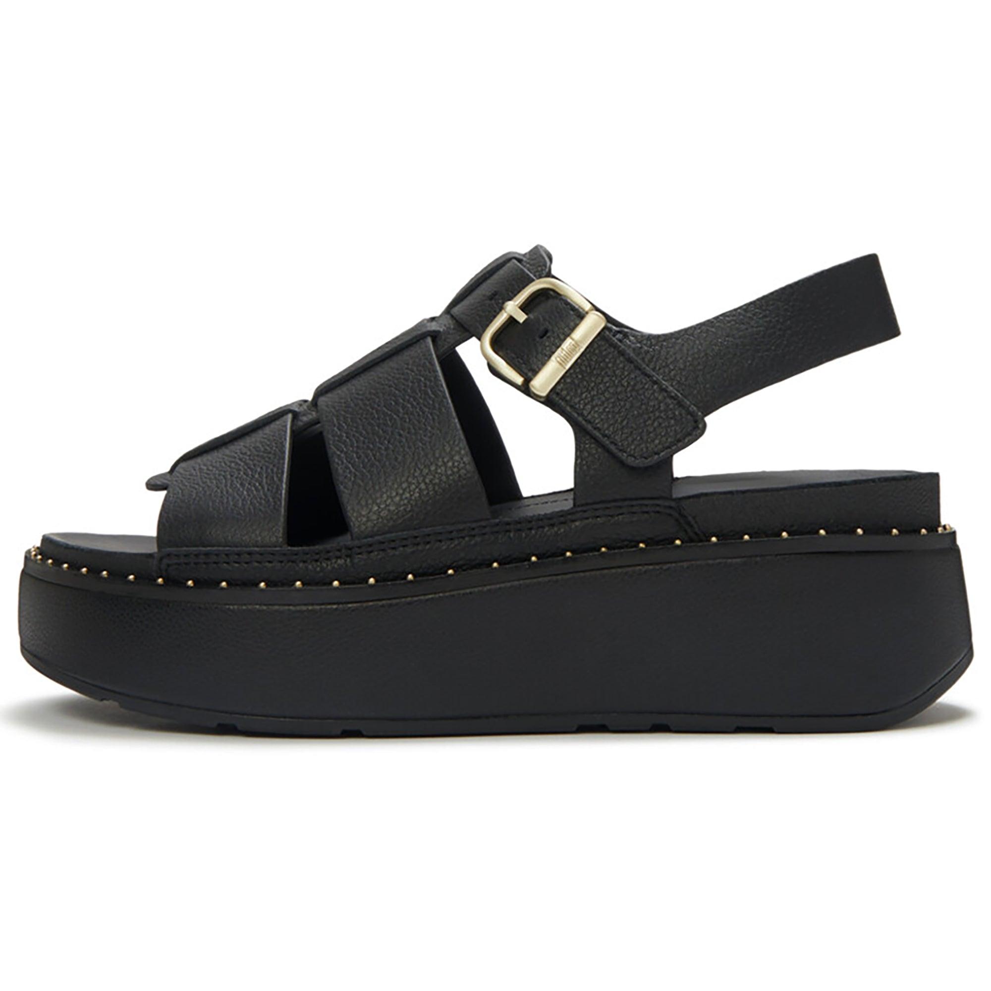 Product image 7 of 7 of FitFlop Women's GEN-FF Max Tumbled-Leather Fisherman Sandals - All Black