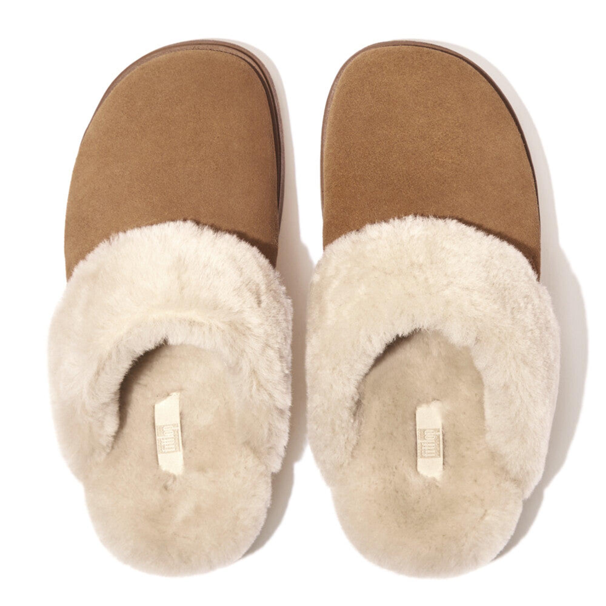 Product image 4 of 7 of FitFlop Women's GEN-FF Shearling Suede Slippers - Desert Tan