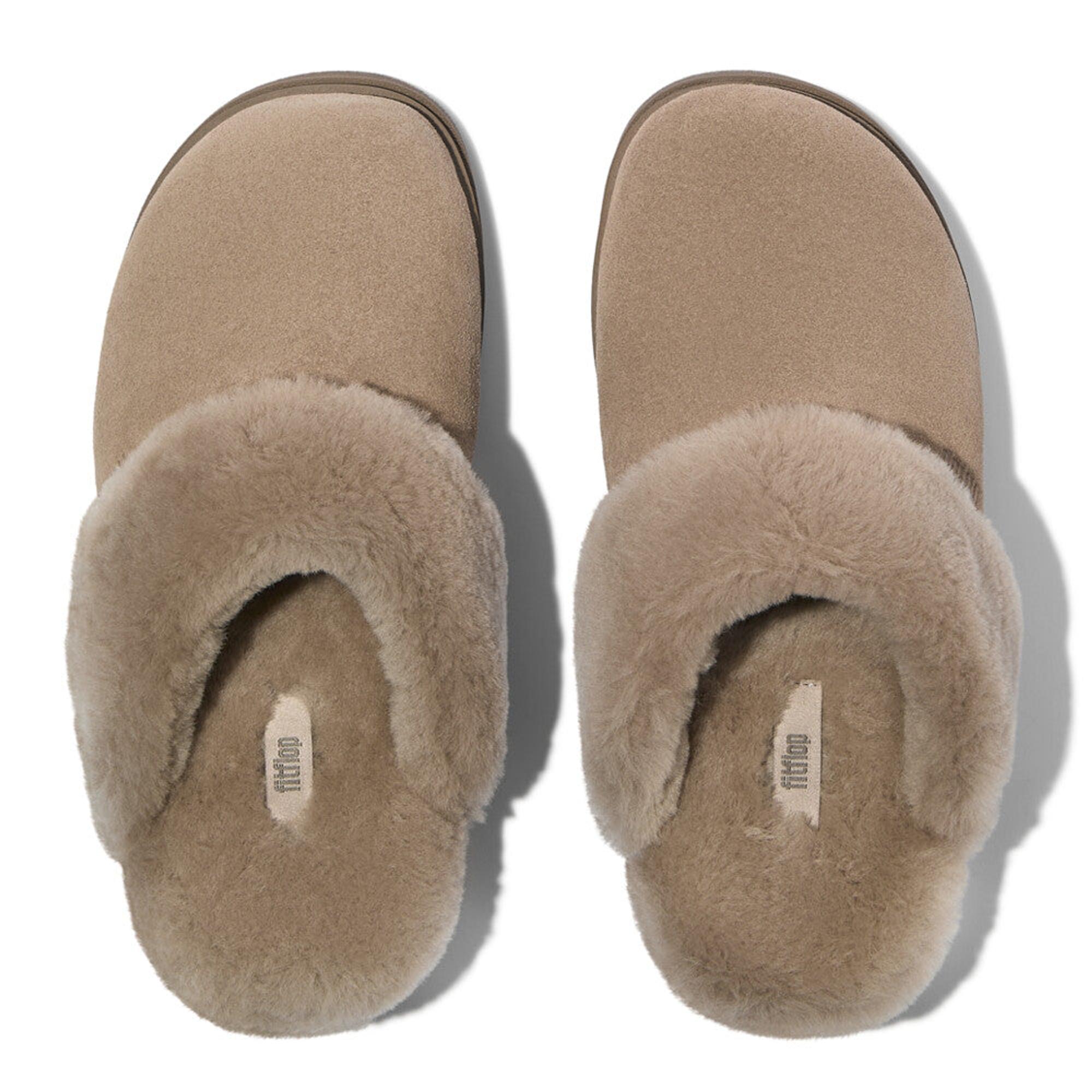 Product image 2 of 5 of FitFlop Women's GEN-FF Shearling Suede Slippers - Taupe