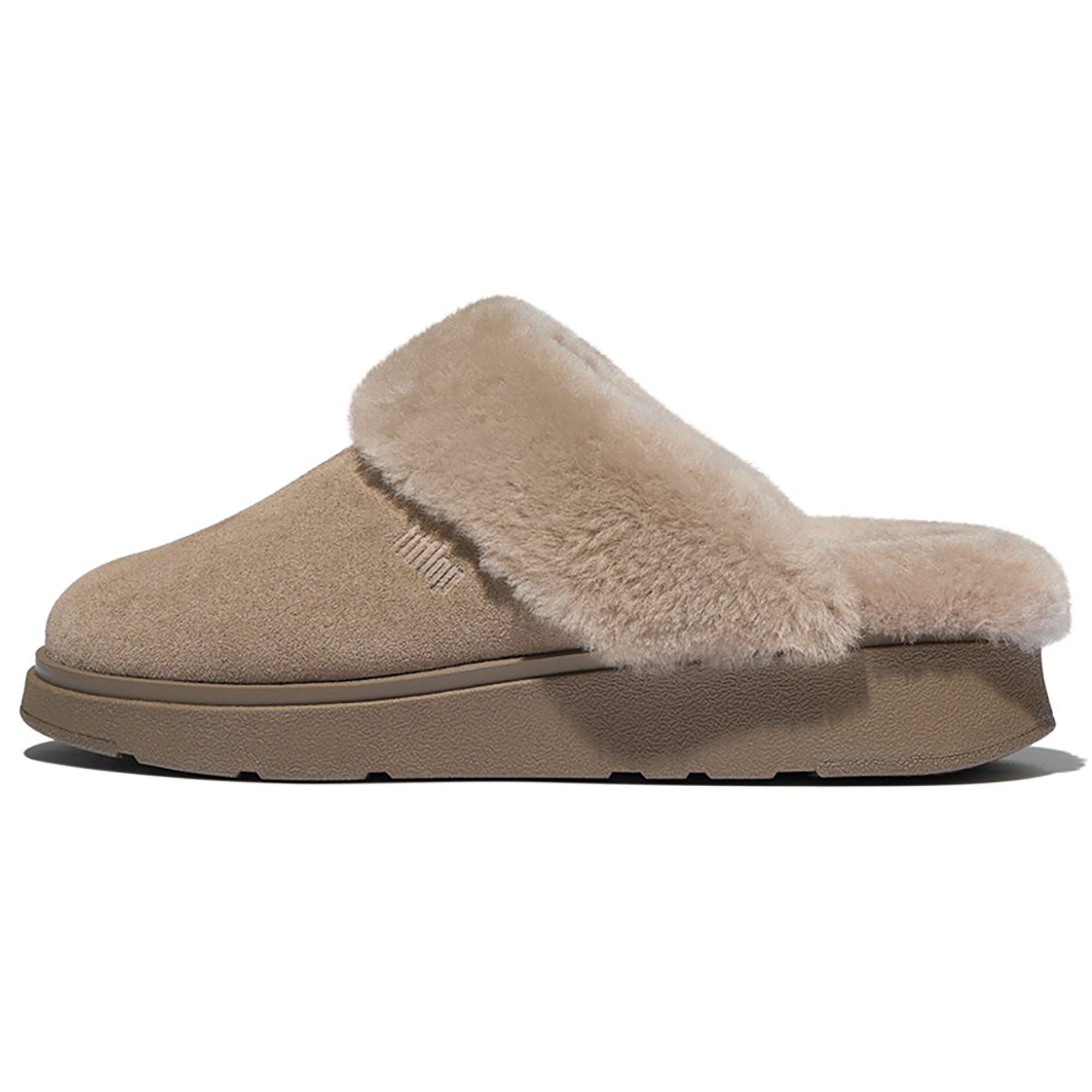 Product image 2 of 8 of FitFlop Women's GEN-FF Shearling Suede Slippers - Taupe