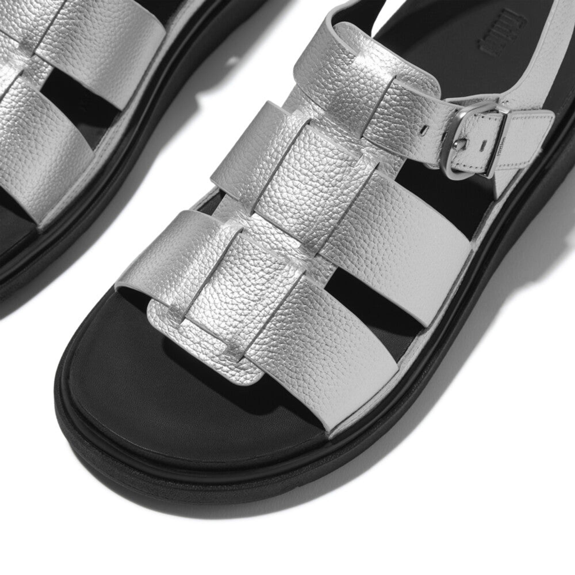 Product image 3 of 7 of FitFlop Women's GEN-FF Tumbled-Leather Fisherman Sandals - Silver