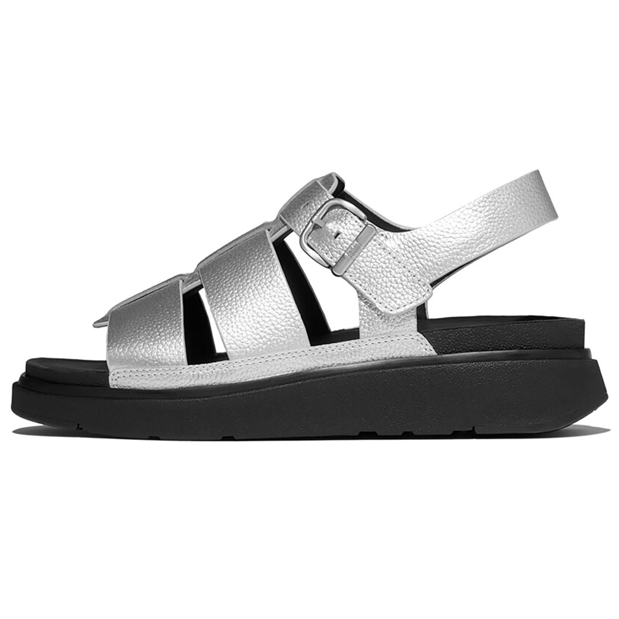 Product image 7 of 7 of FitFlop Women's GEN-FF Tumbled-Leather Fisherman Sandals - Silver