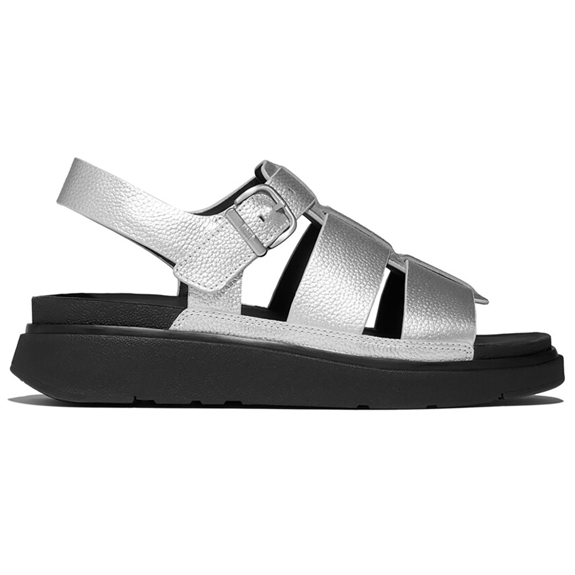 Product image 1 of 7 of FitFlop Women's GEN-FF Tumbled-Leather Fisherman Sandals - Silver