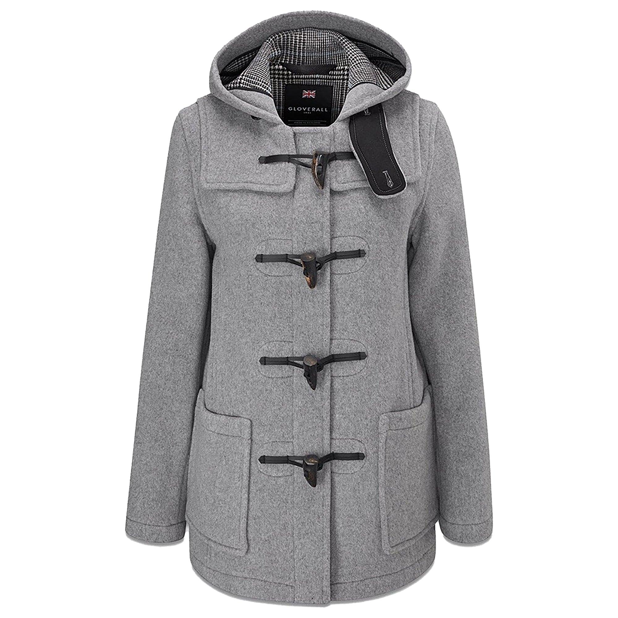 Product image 1 of 4 of Gloverall Women's Short Slim Fit Freda Duffle Coat Silver Prince of Wales