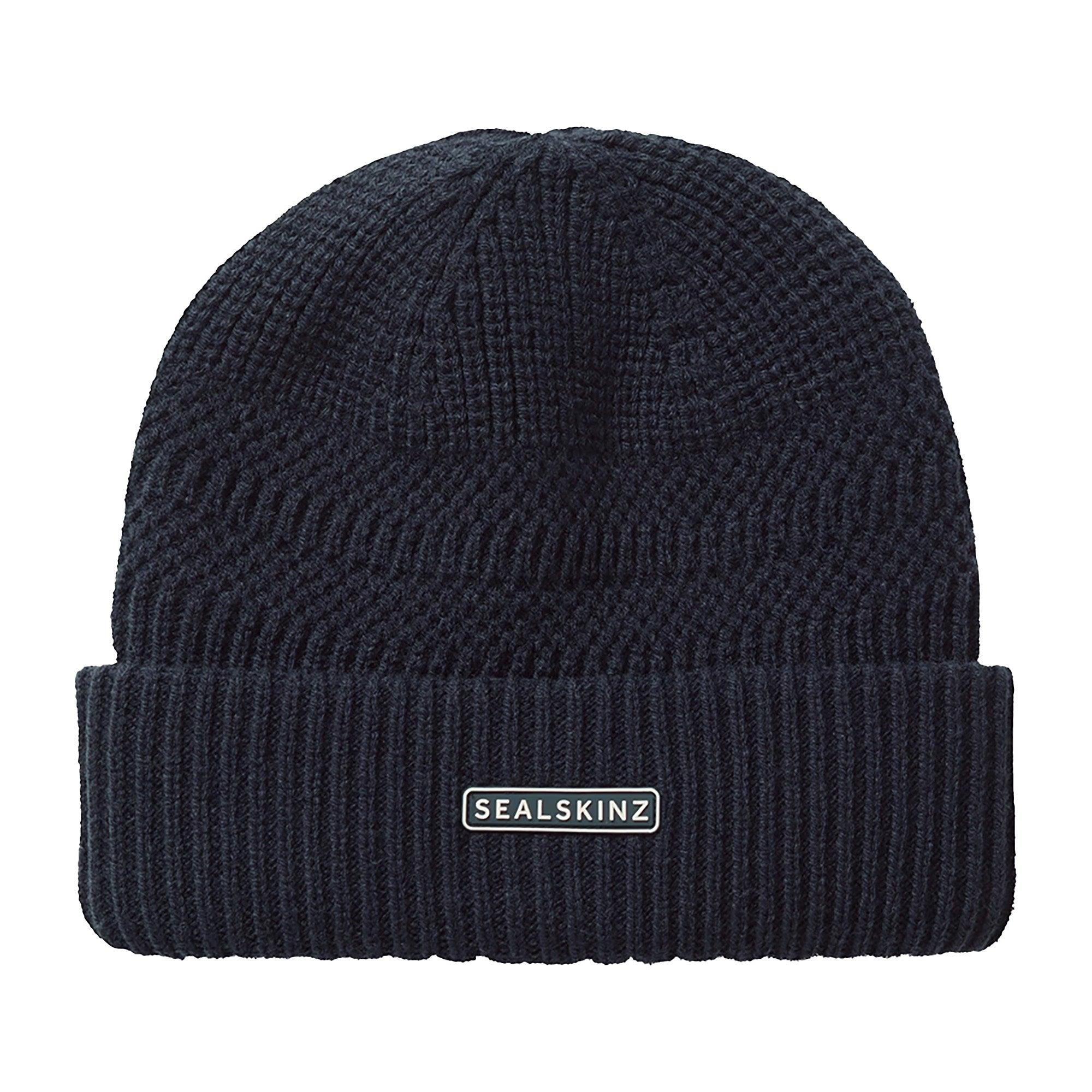 Product image 1 of 2 of Sealskinz Gressenhall Waterproof Cold Weather Textured Stripe Roll Cuff Beanie - Navy