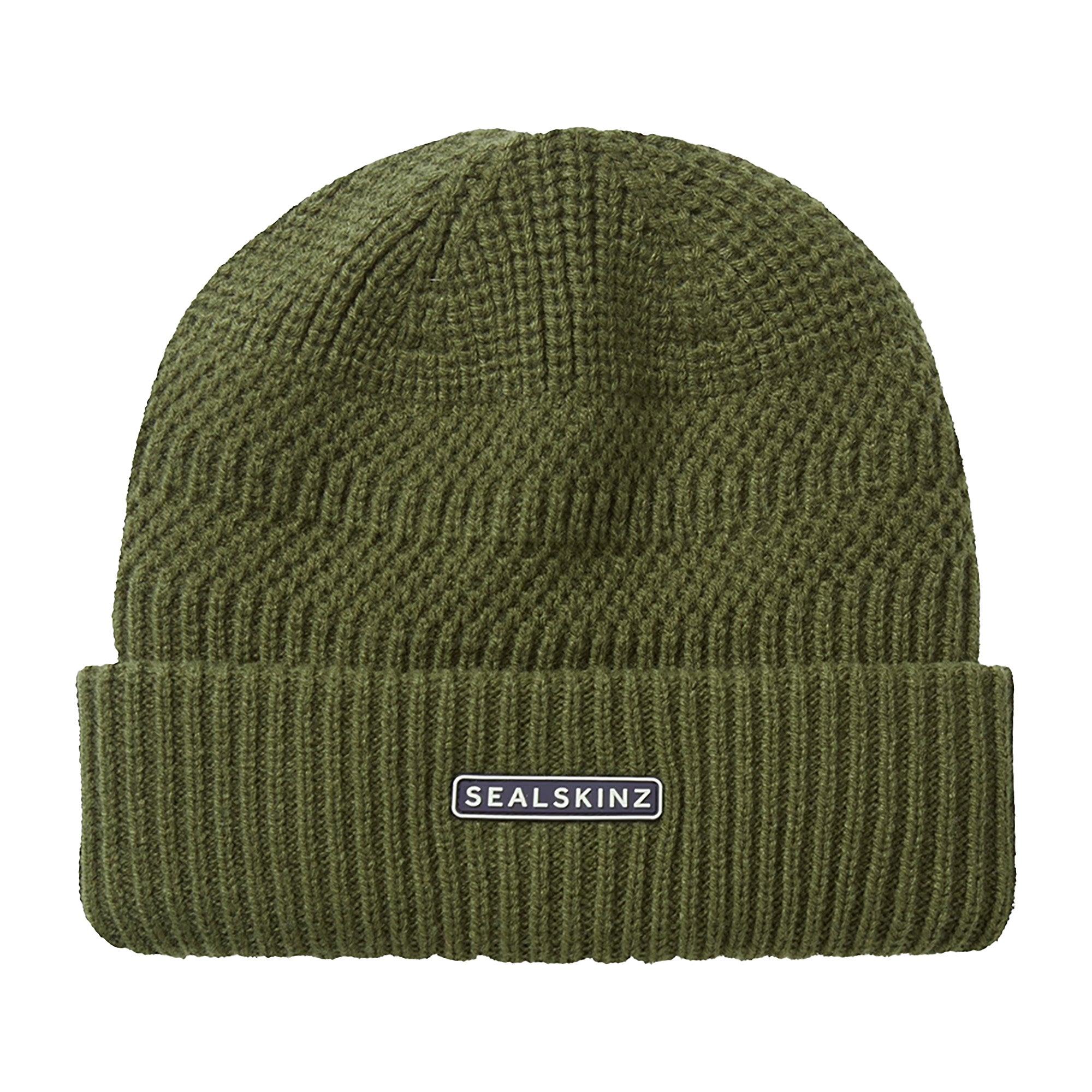 Product image 1 of 2 of Sealskinz Gressenhall Waterproof Cold Weather Textured Stripe Roll Cuff Beanie - Olive
