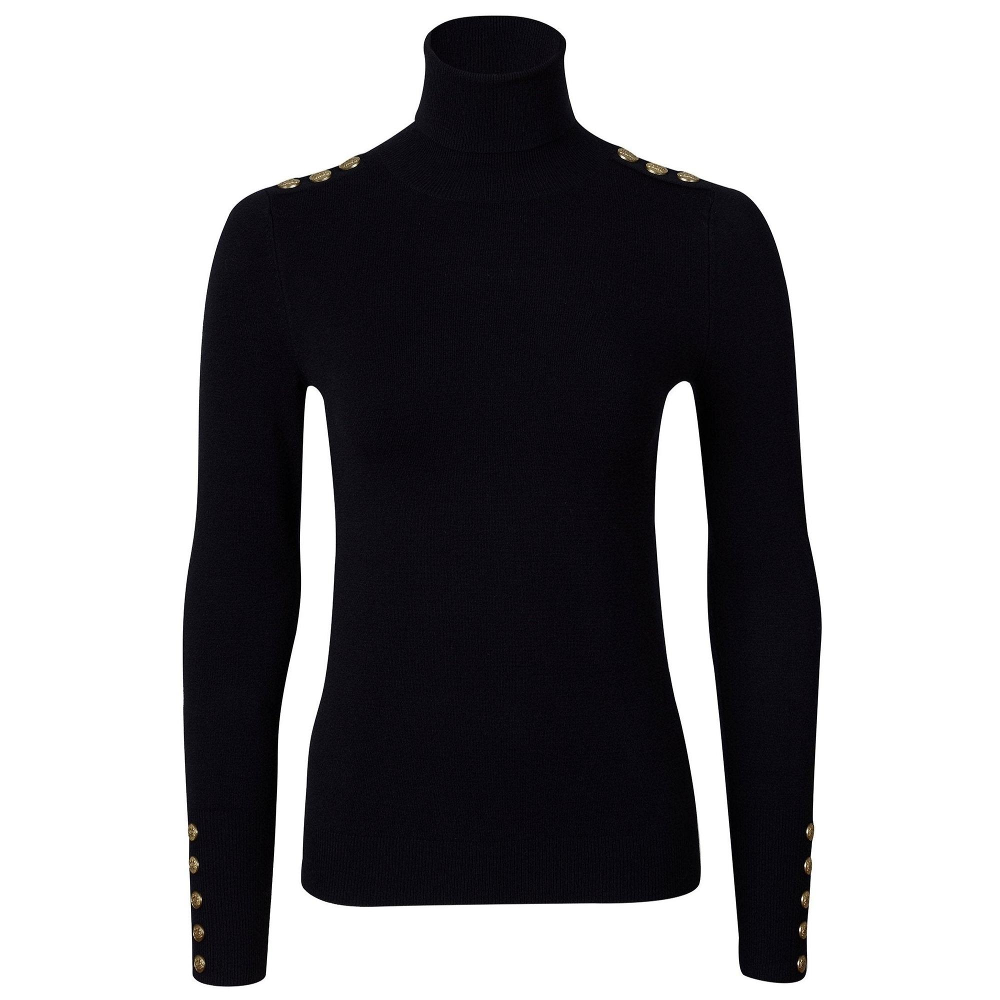 Product image 1 of 11 of Holland Cooper Women's Buttoned Knit Roll Neck - Black