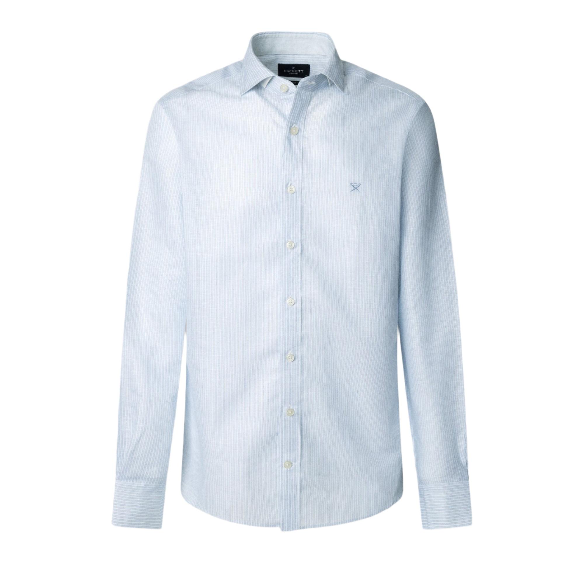 Product image 1 of 8 of Hackett Men's Tailored Fit Linen Bengal Striped Shirt - Sky Blue