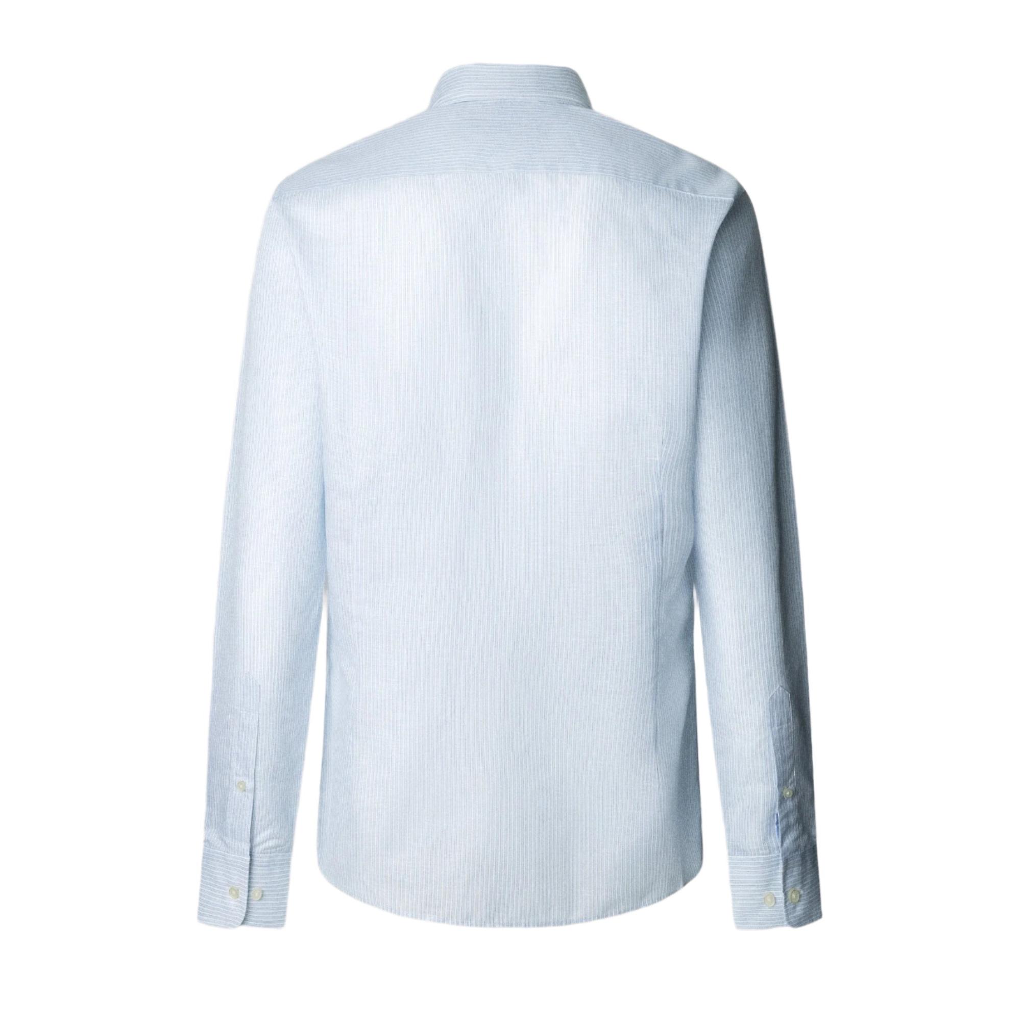 Product image 2 of 8 of Hackett Men's Tailored Fit Linen Bengal Striped Shirt - Sky Blue