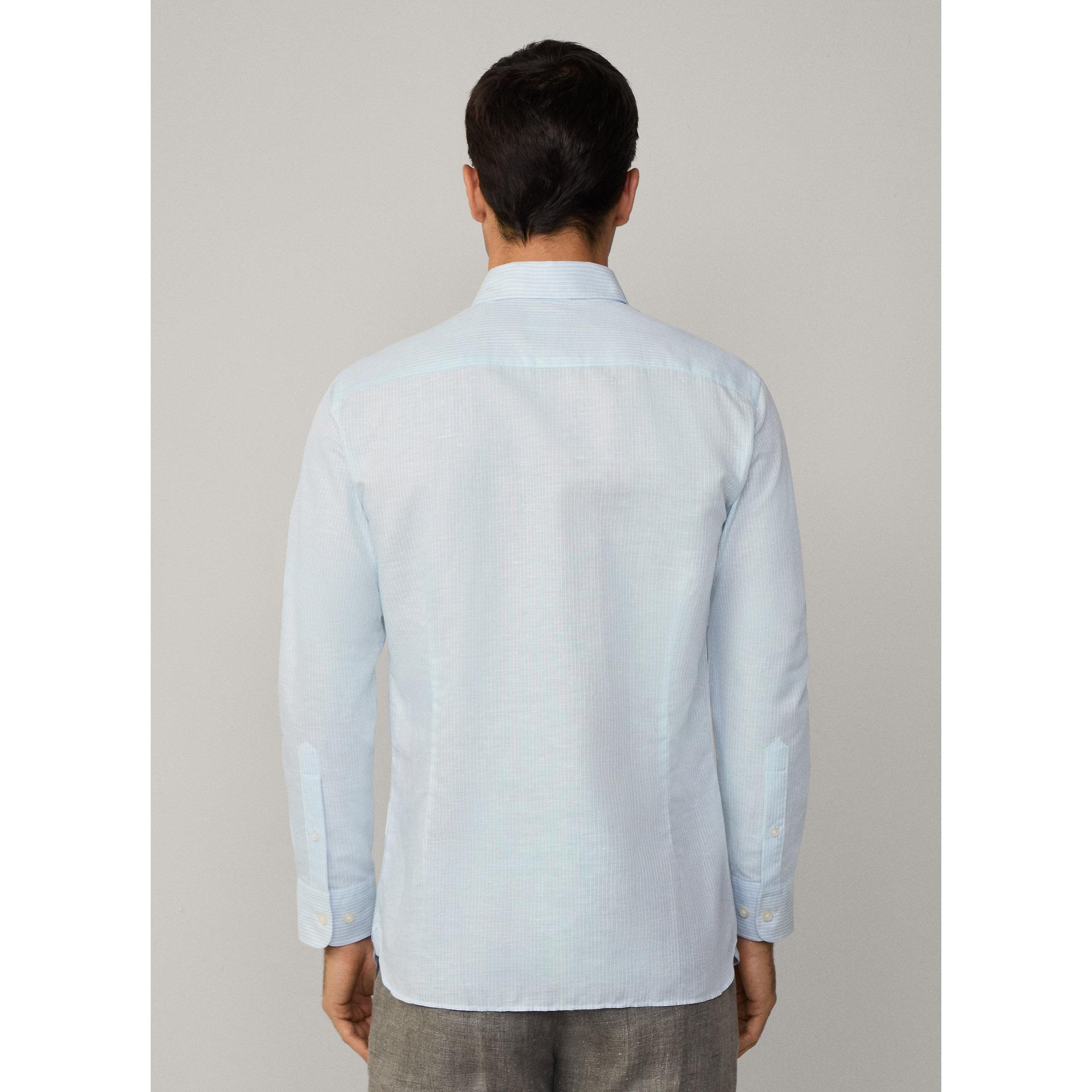 Product image 6 of 8 of Hackett Men's Tailored Fit Linen Bengal Striped Shirt - Sky Blue