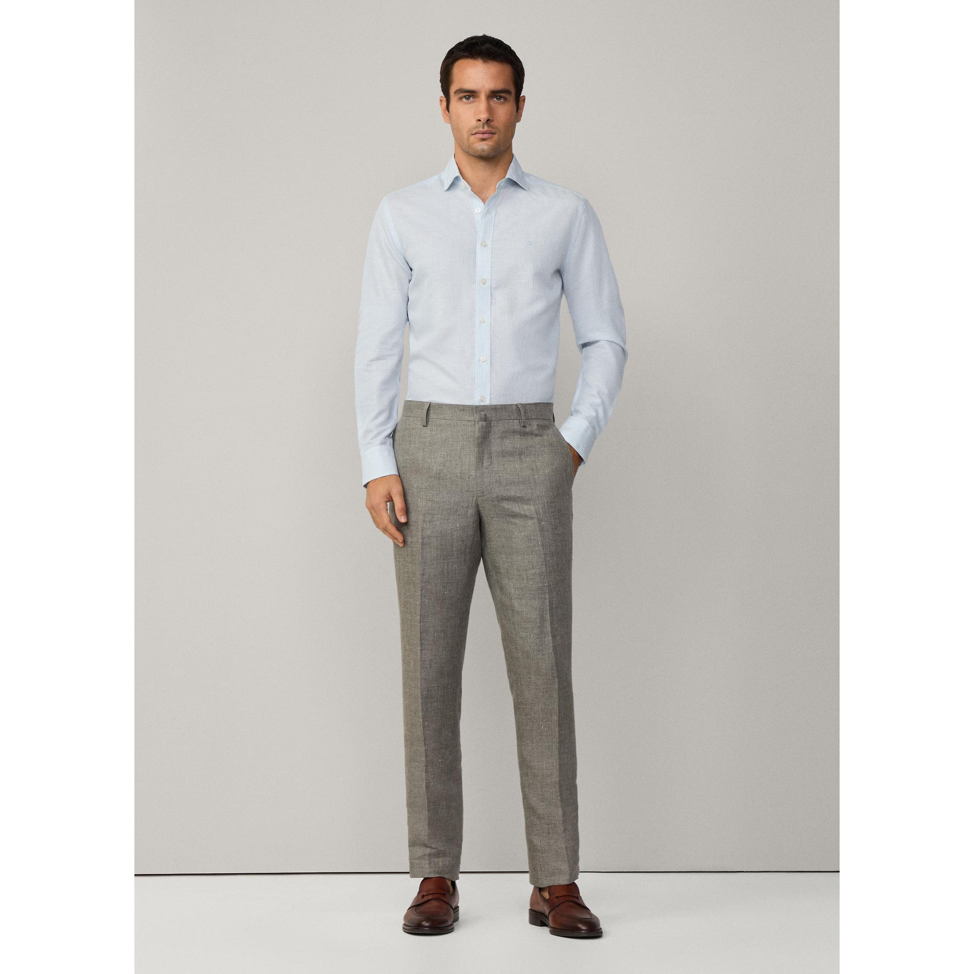 Product image 8 of 8 of Hackett Men's Tailored Fit Linen Bengal Striped Shirt - Sky Blue