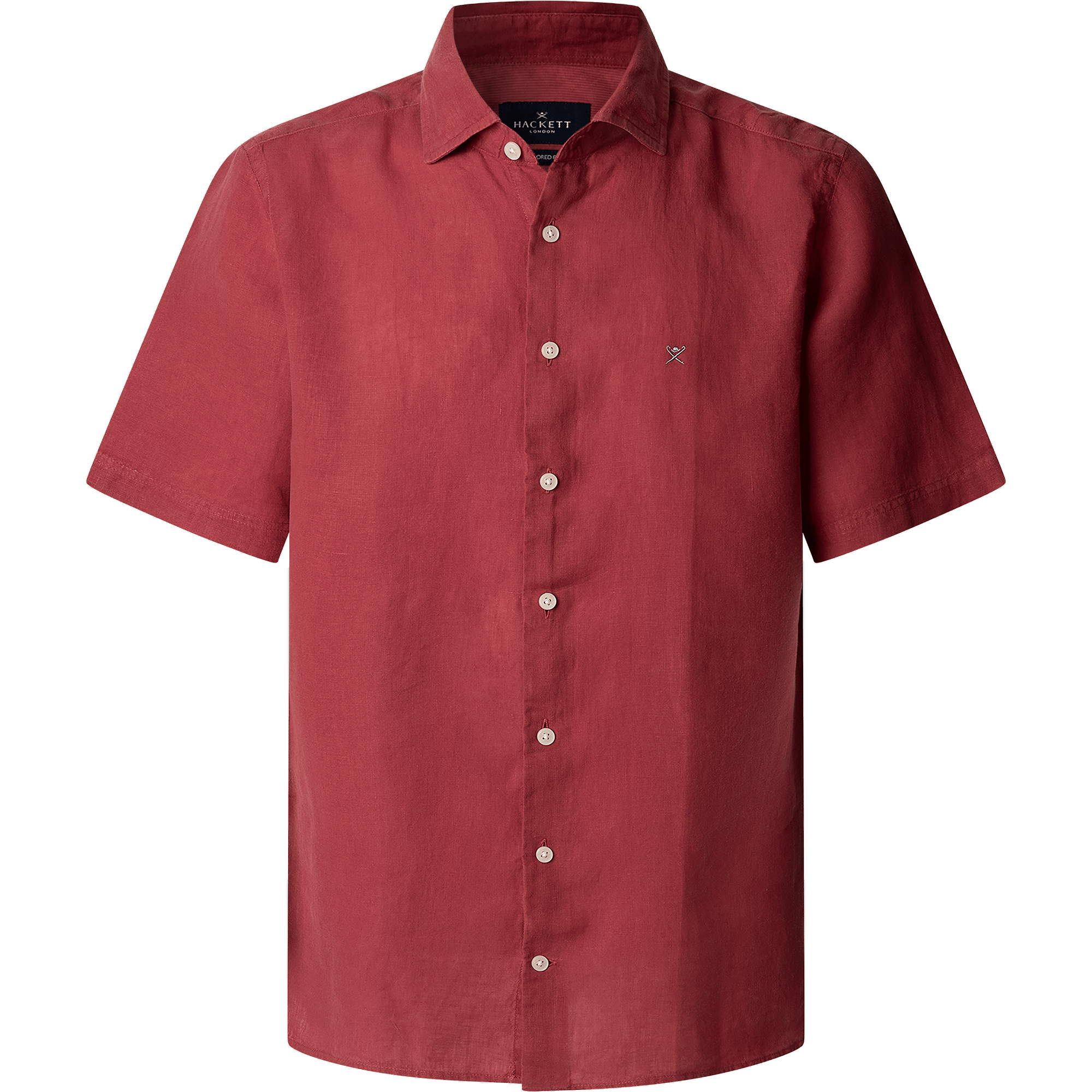 Product image 1 of 2 of Hackett Men's Linen Short Sleeve Shirt - Cranberry Pink