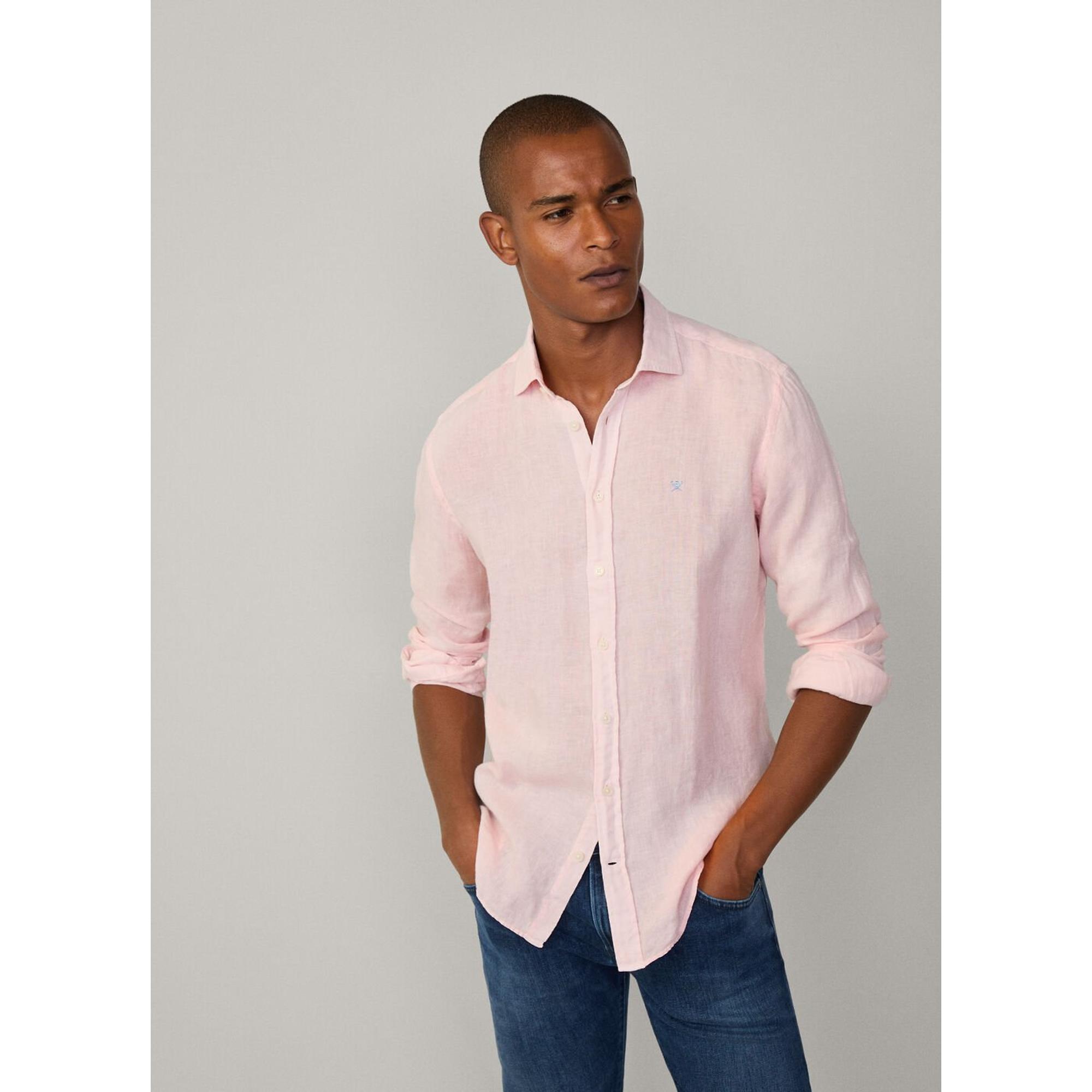 Product image 3 of 8 of Hackett Men's Tailored Fit Linen Kent Shirt - Summer Pink
