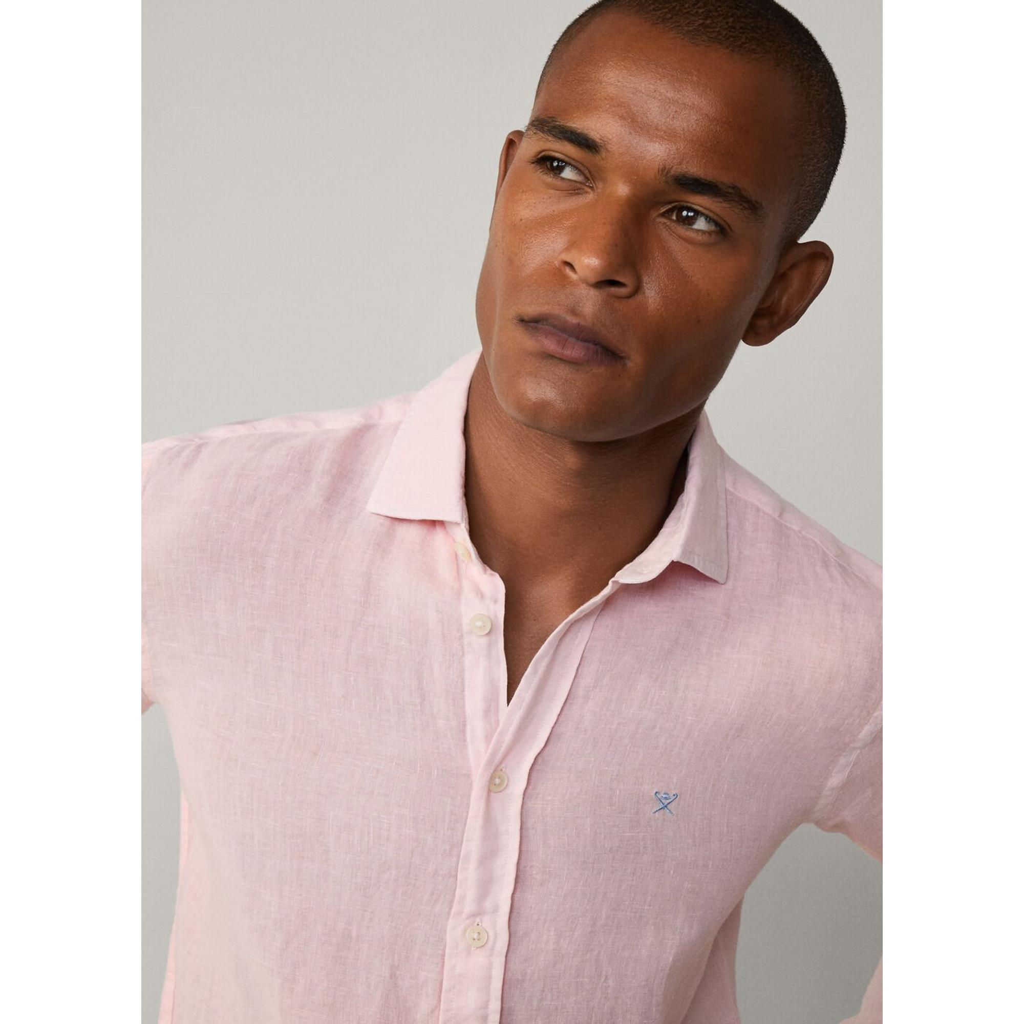 Product image 5 of 8 of Hackett Men's Tailored Fit Linen Kent Shirt - Summer Pink