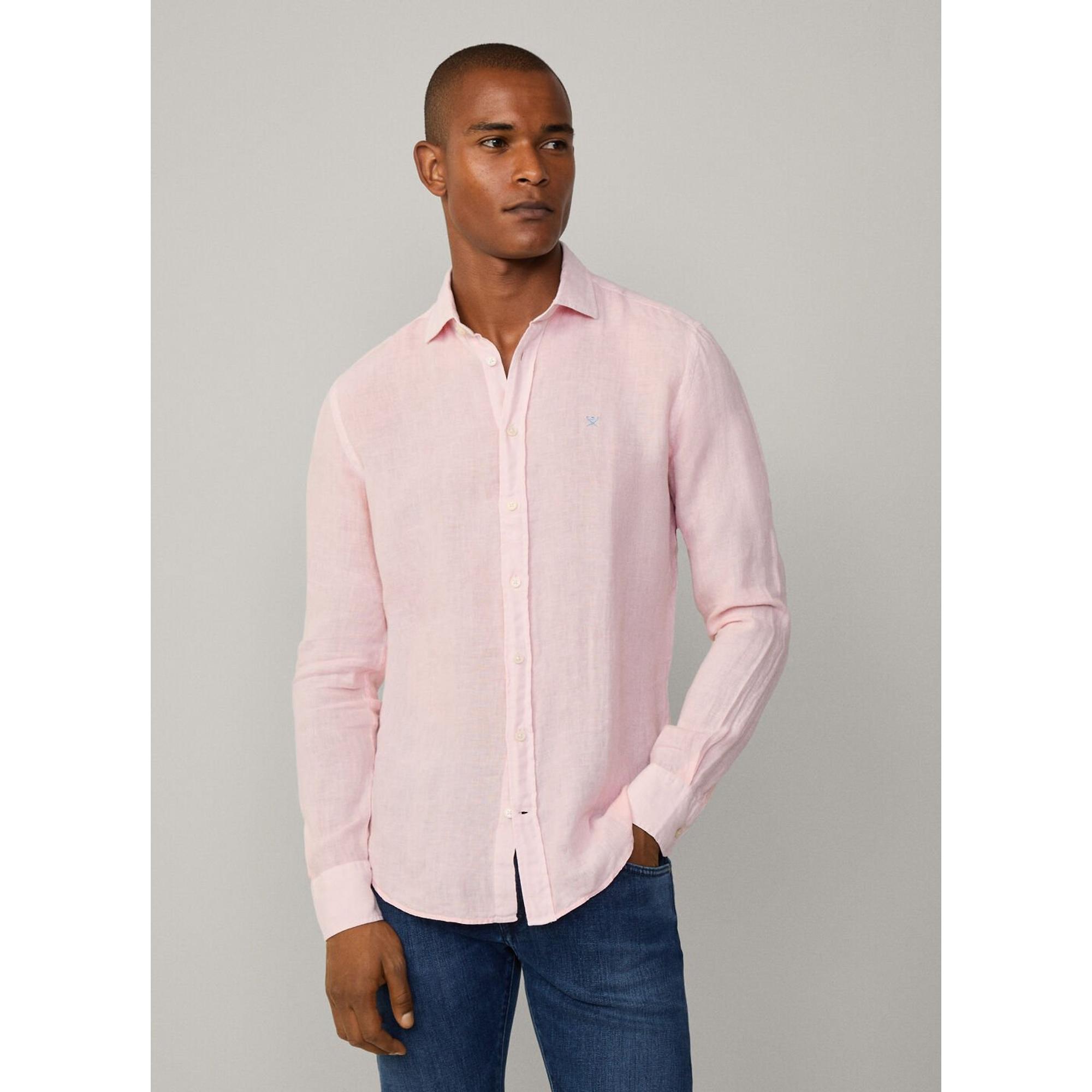 Product image 4 of 8 of Hackett Men's Tailored Fit Linen Kent Shirt - Summer Pink