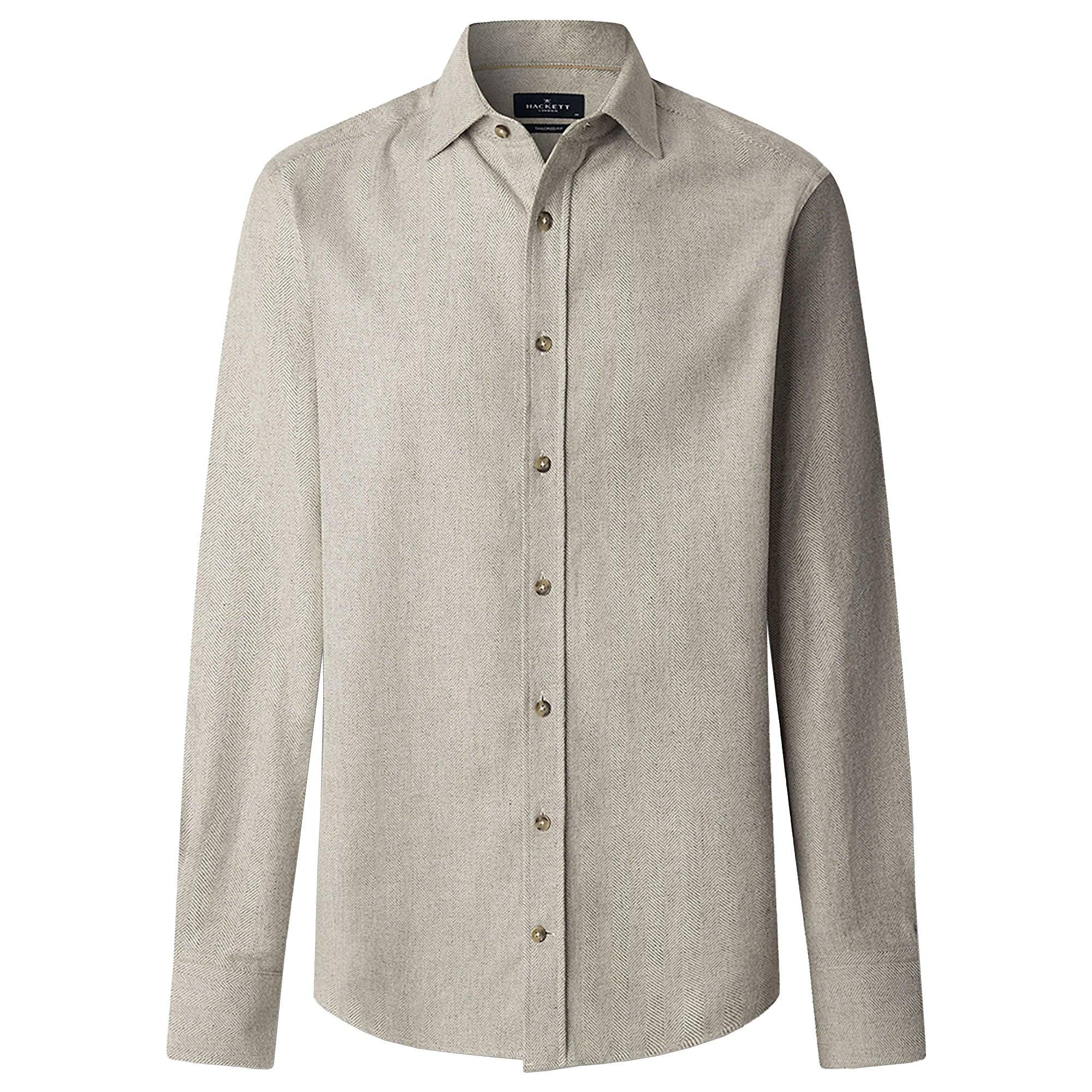 Product image 1 of 9 of Hacket Men's Brushed Herringbone Shirt - Metal Grey