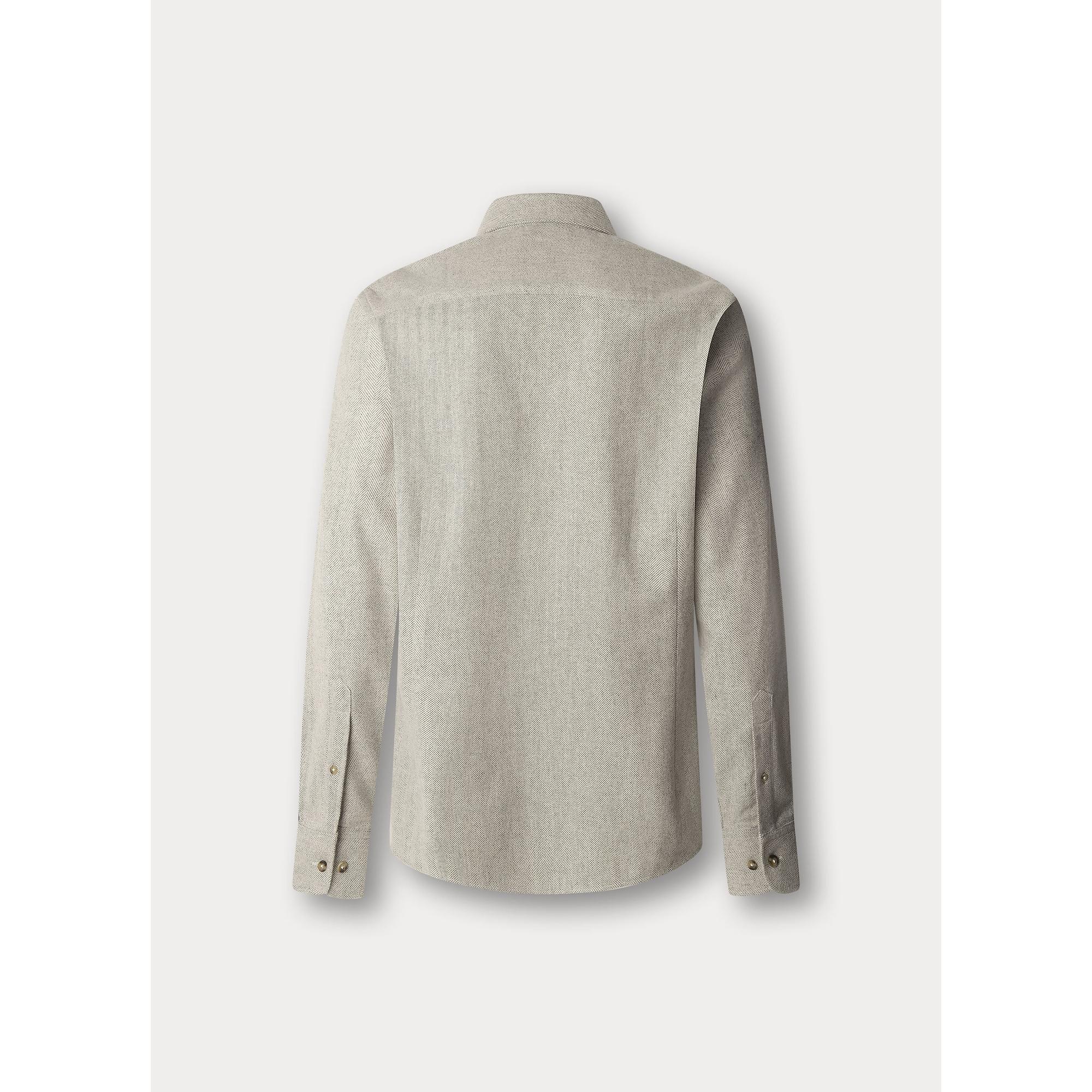 Product image 9 of 9 of Hacket Men's Brushed Herringbone Shirt - Metal Grey