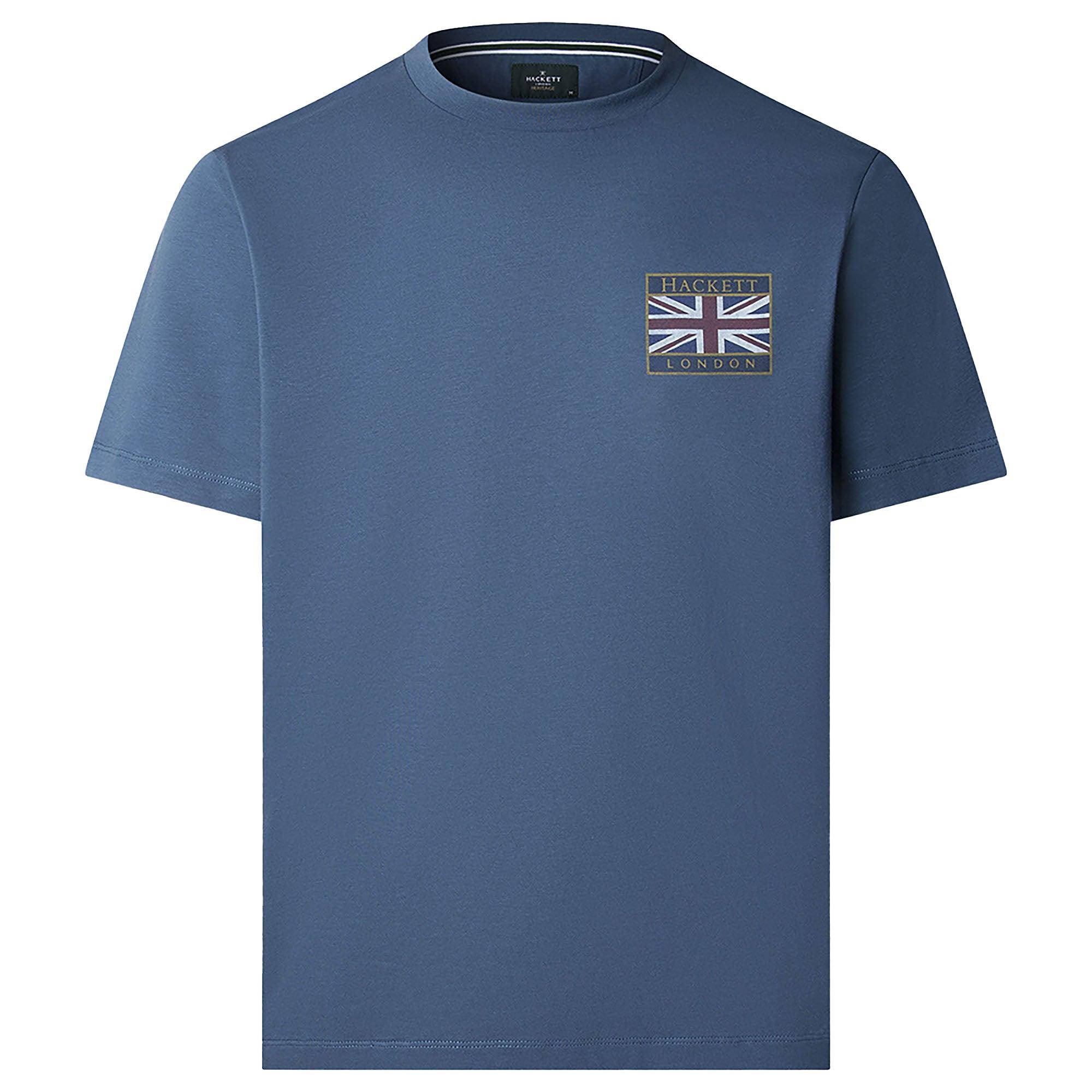 Product image 1 of 9 of Hackett Men's Classic Fit Rally Union Jack T-Shirt - Dark Denim Blue