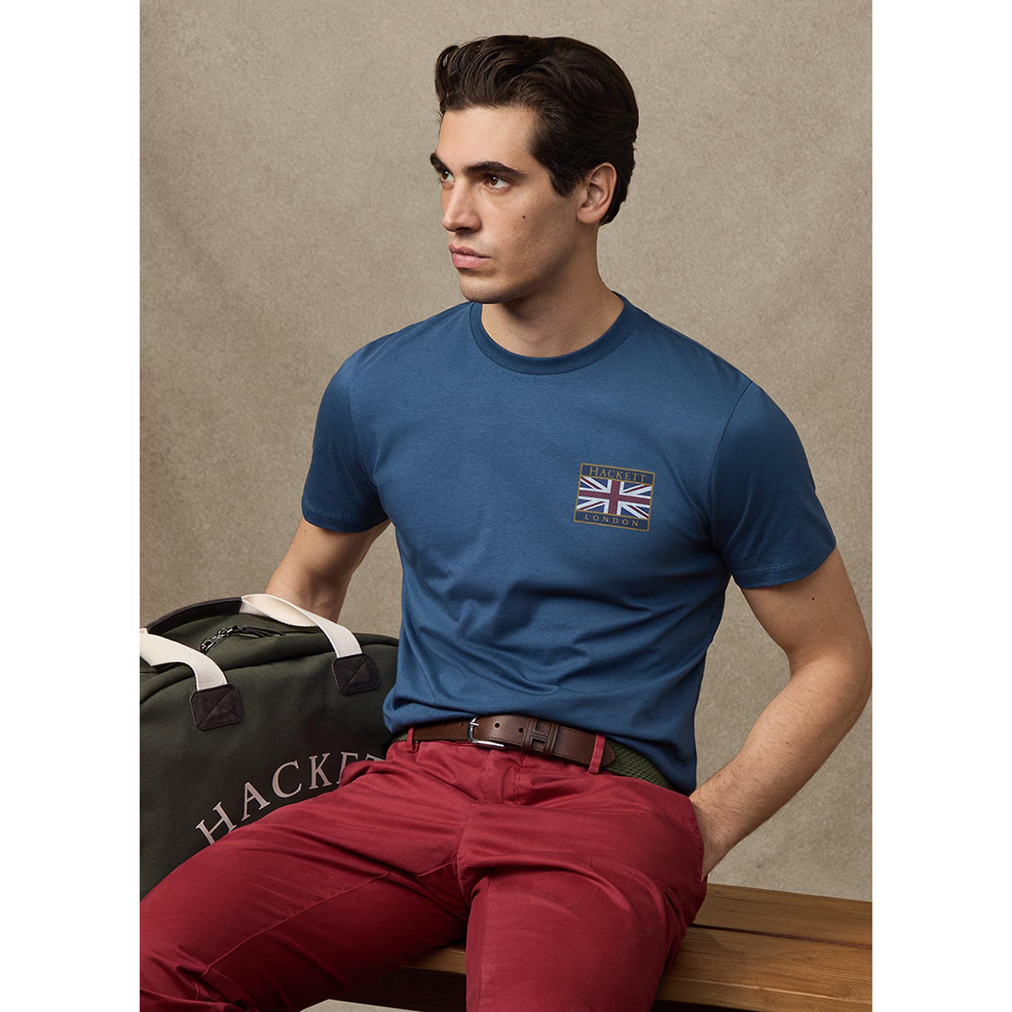 Product image 2 of 9 of Hackett Men's Classic Fit Rally Union Jack T-Shirt - Dark Denim Blue