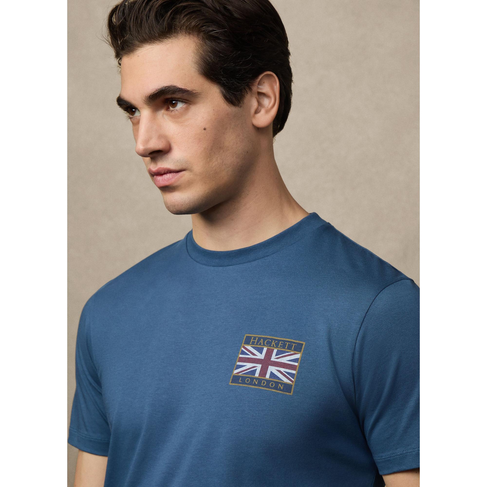 Product image 4 of 9 of Hackett Men's Classic Fit Rally Union Jack T-Shirt - Dark Denim Blue