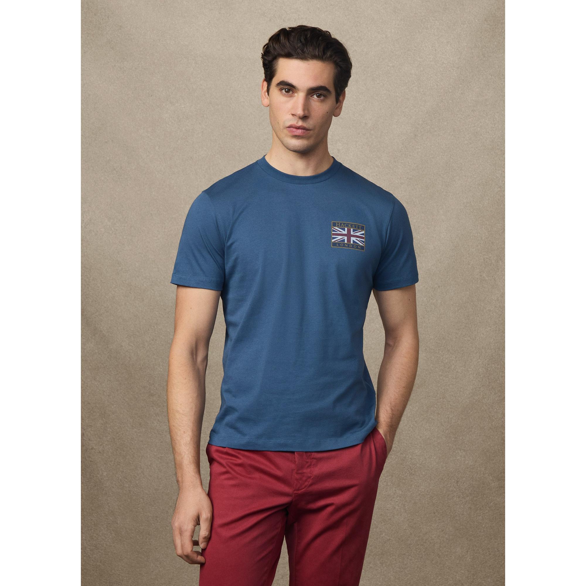 Product image 5 of 9 of Hackett Men's Classic Fit Rally Union Jack T-Shirt - Dark Denim Blue