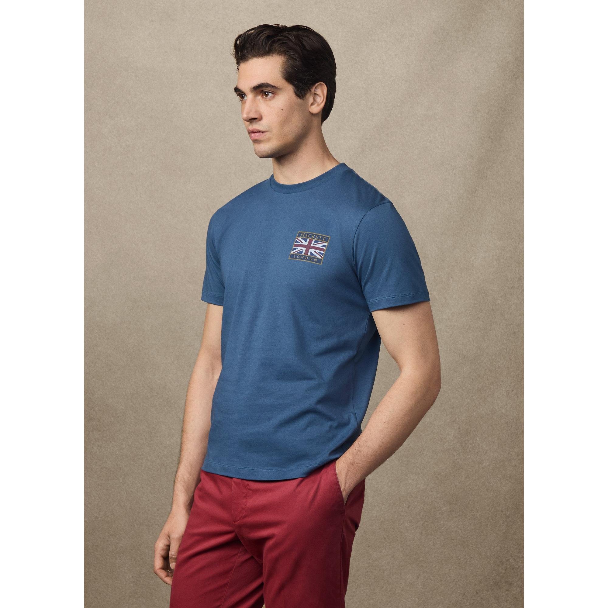 Product image 6 of 9 of Hackett Men's Classic Fit Rally Union Jack T-Shirt - Dark Denim Blue