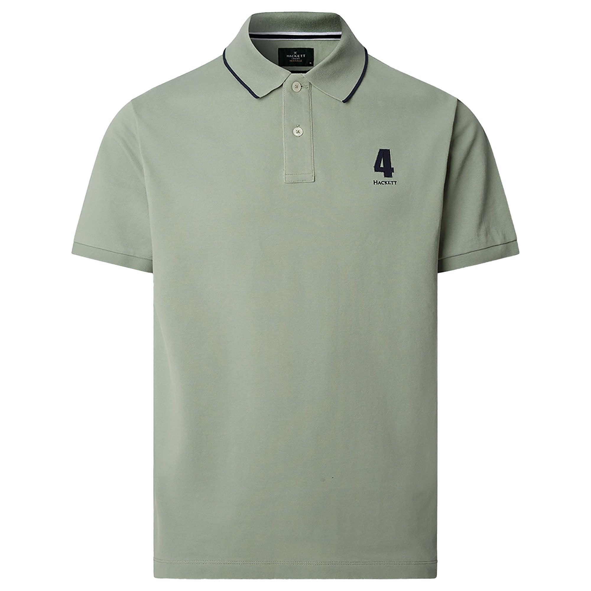 Product image 1 of 2 of Hackett Men's Classic Fit Short Sleeve Number Polo Shirt - Sage Green