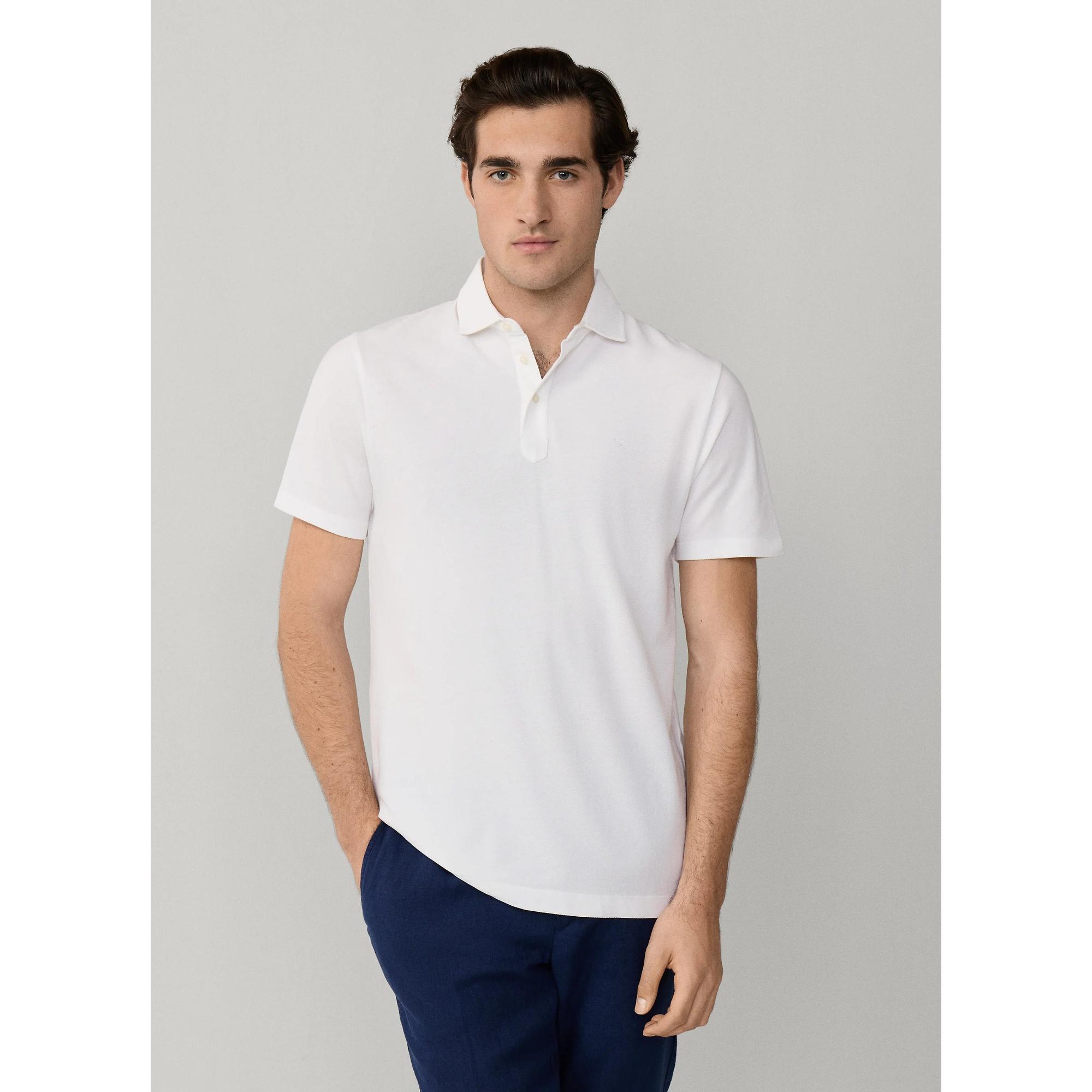 Product image 3 of 9 of Hackett Men's Classic Fit Short Sleeve Pique Polo Shirt - Optic White