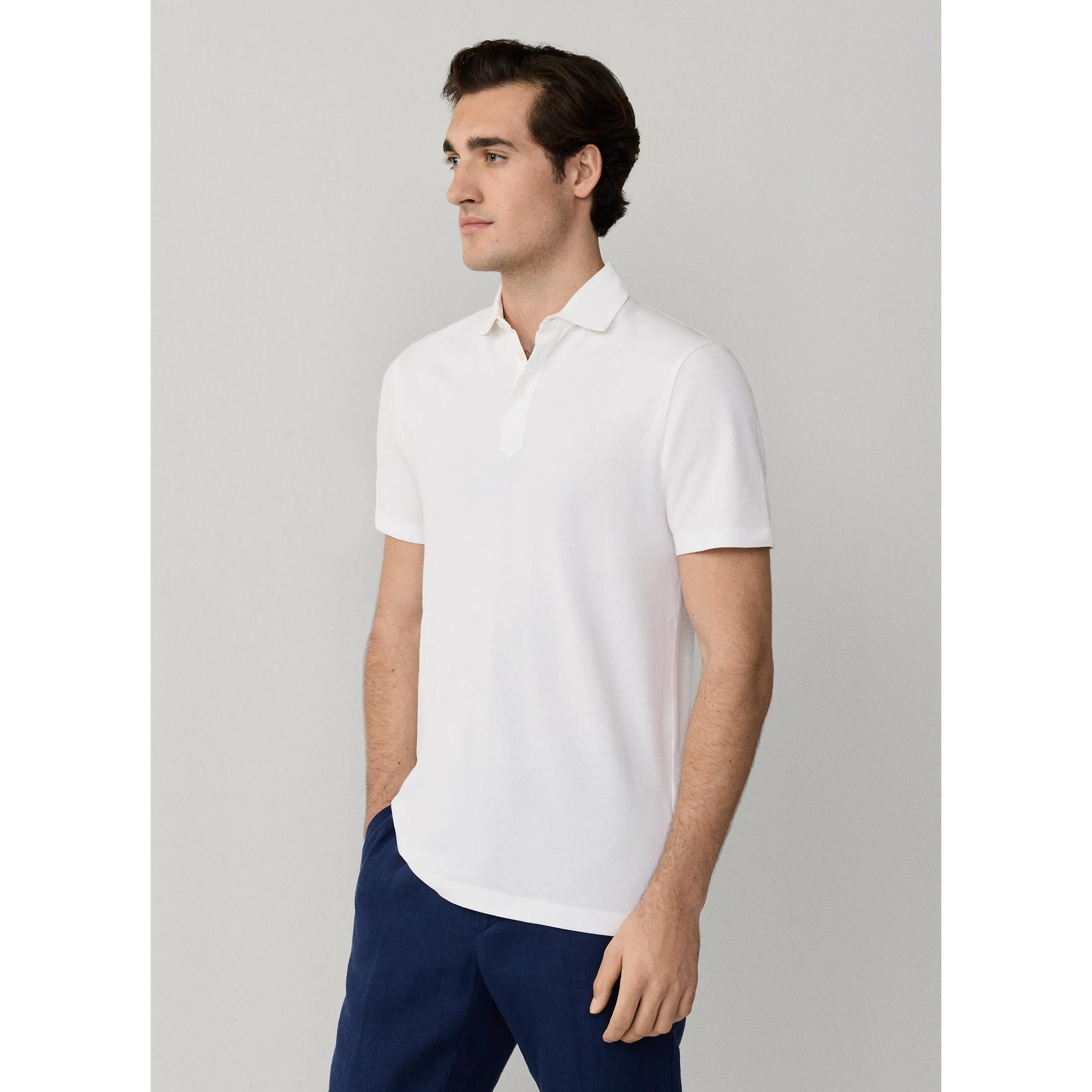 Product image 5 of 9 of Hackett Men's Classic Fit Short Sleeve Pique Polo Shirt - Optic White