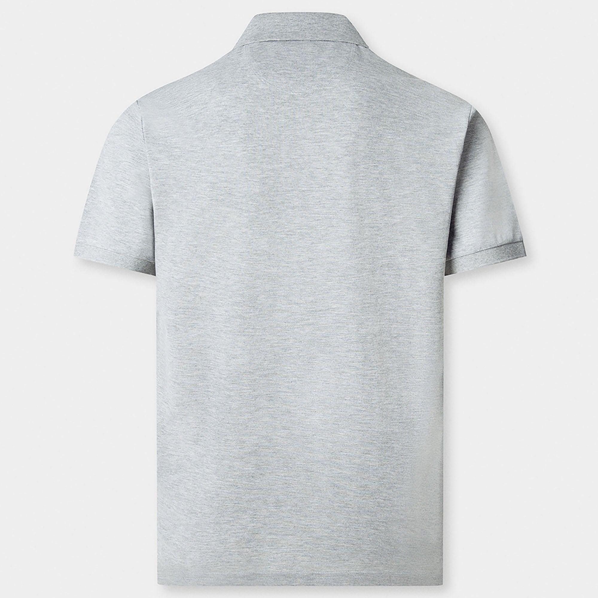 Product image 3 of 8 of Hackett Men's Slim Fit Short Sleeve Pique Polo Shirt - Light Grey Marl
